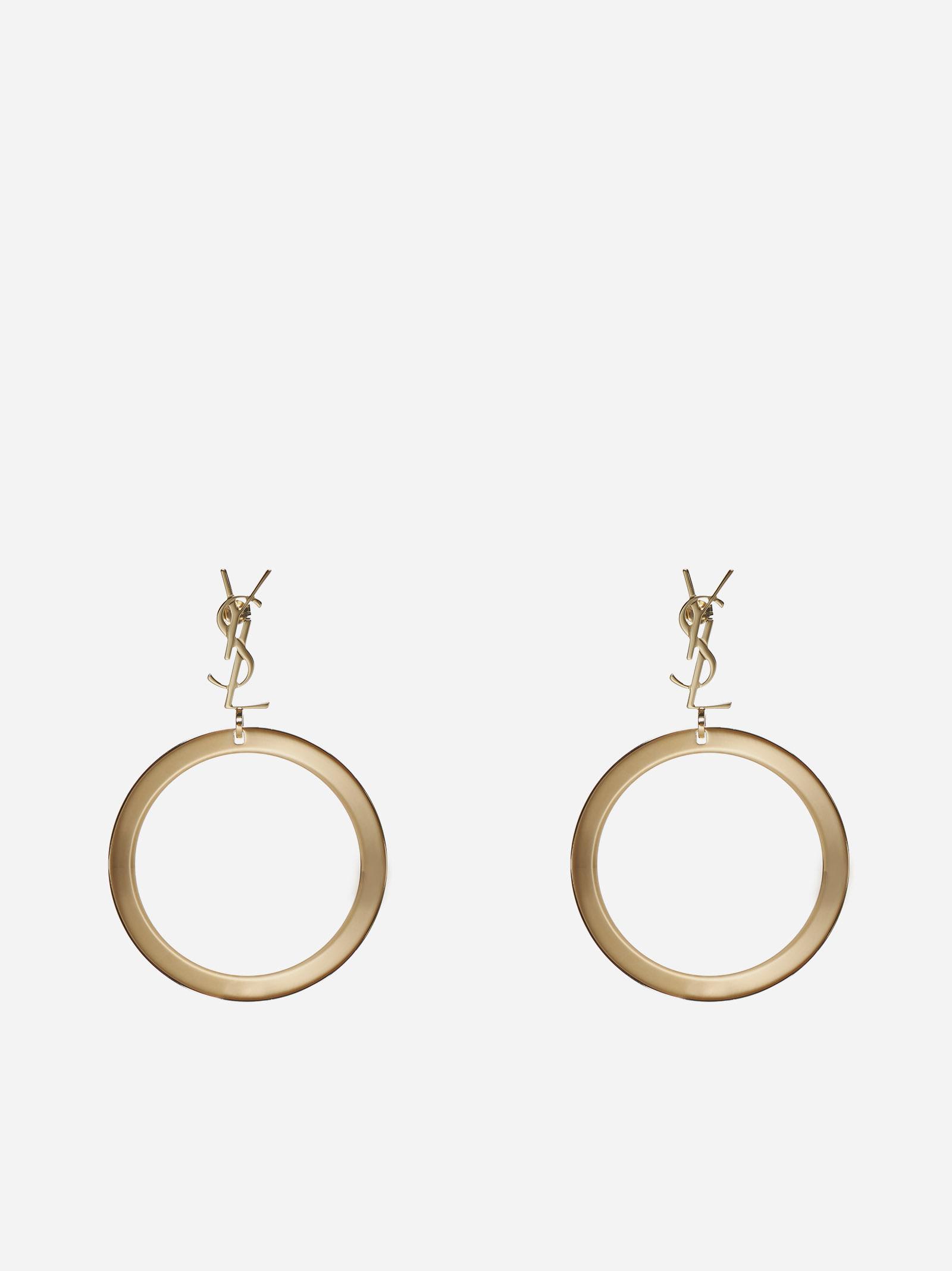 Saint Laurent Cassandre Logo Circle Earrings