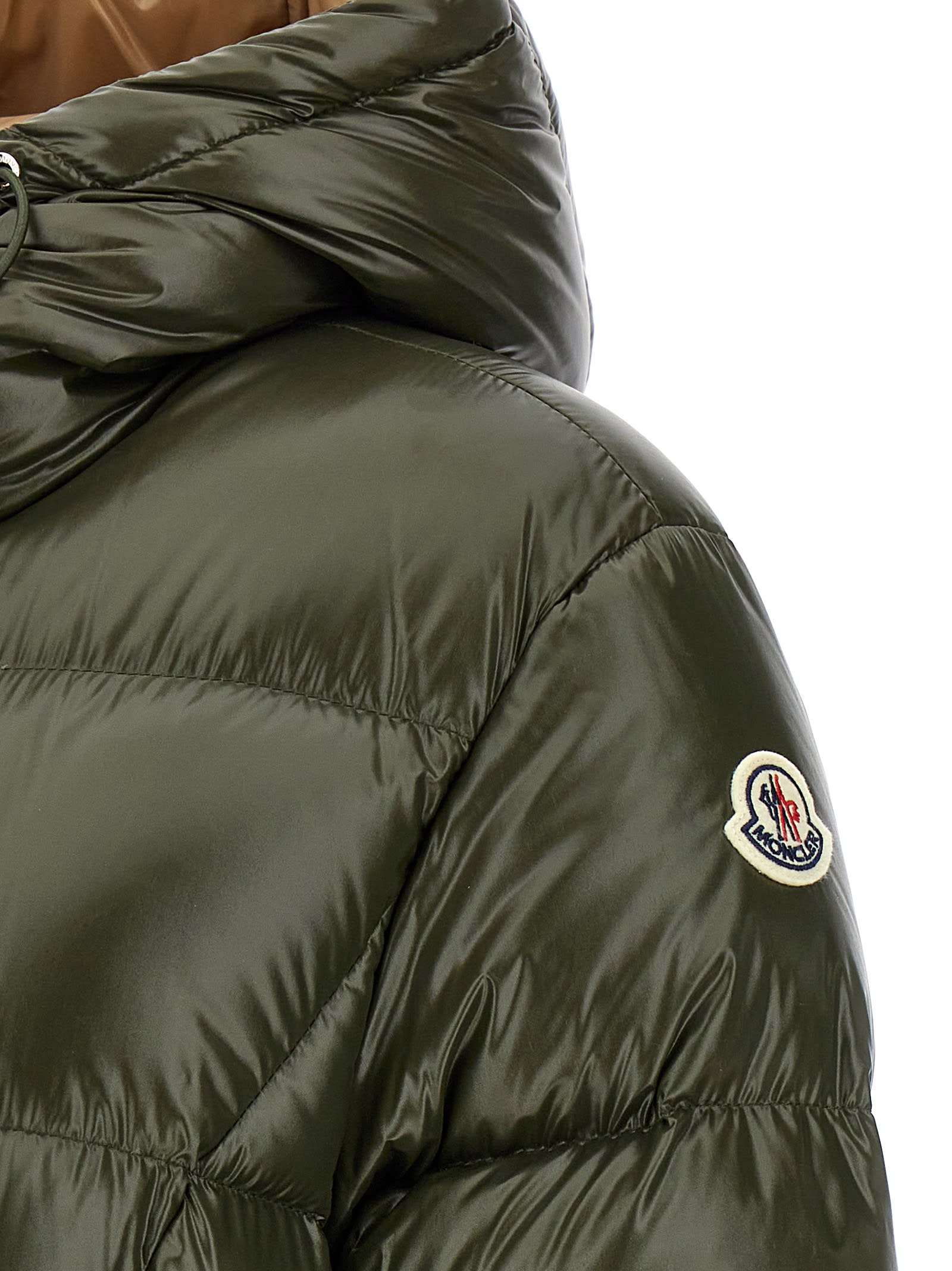 Shop Moncler Bellevue Long Down Jacket In Green