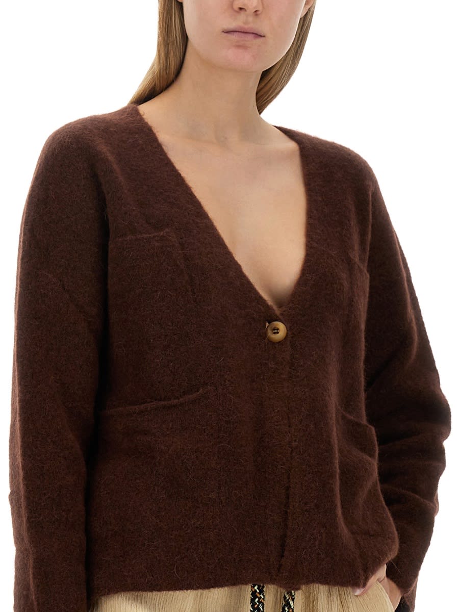 Shop Alysi V-neck Sweater In Brown