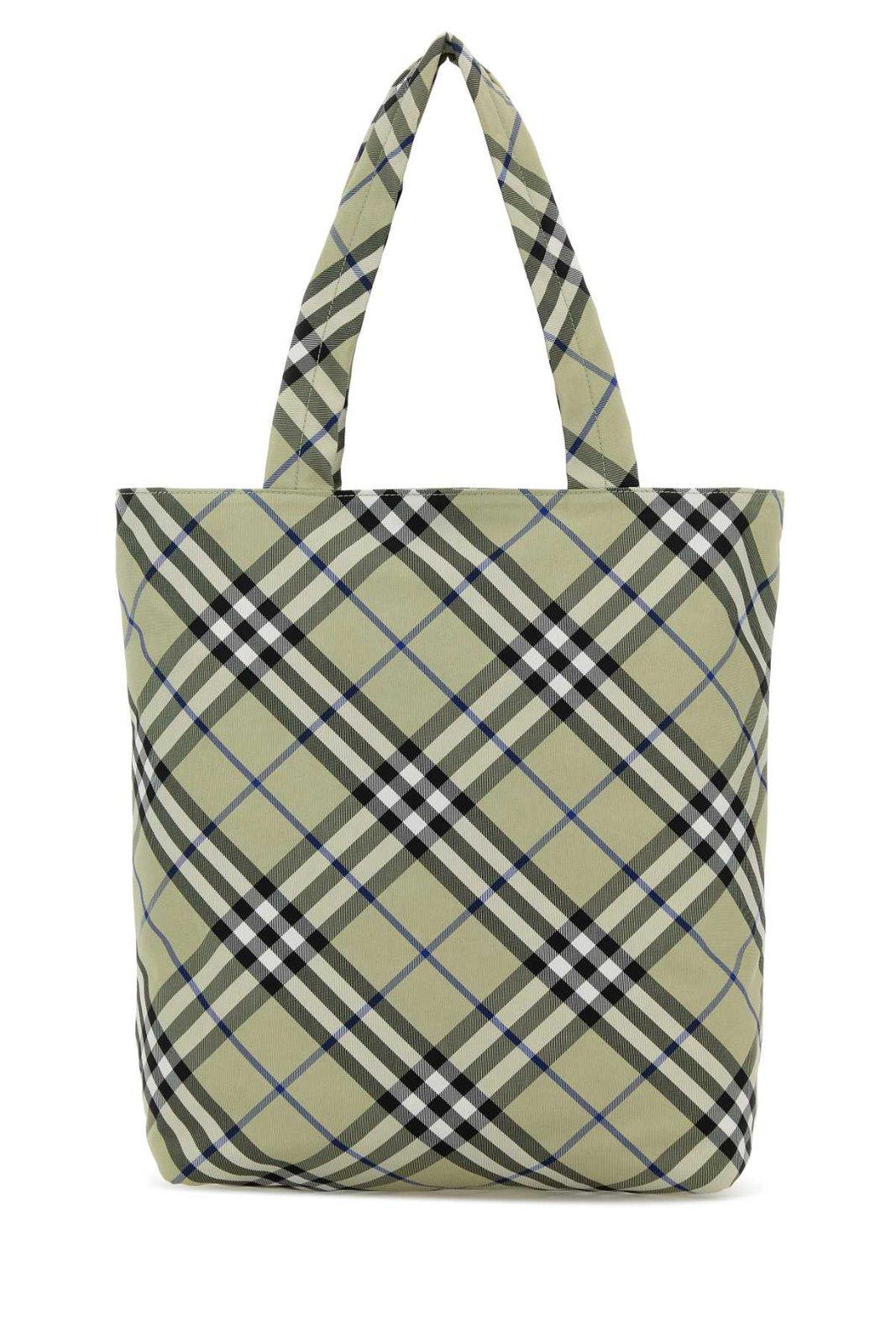Burberry Equestrian Knight-embroidered Checked Tote Bag In Multi
