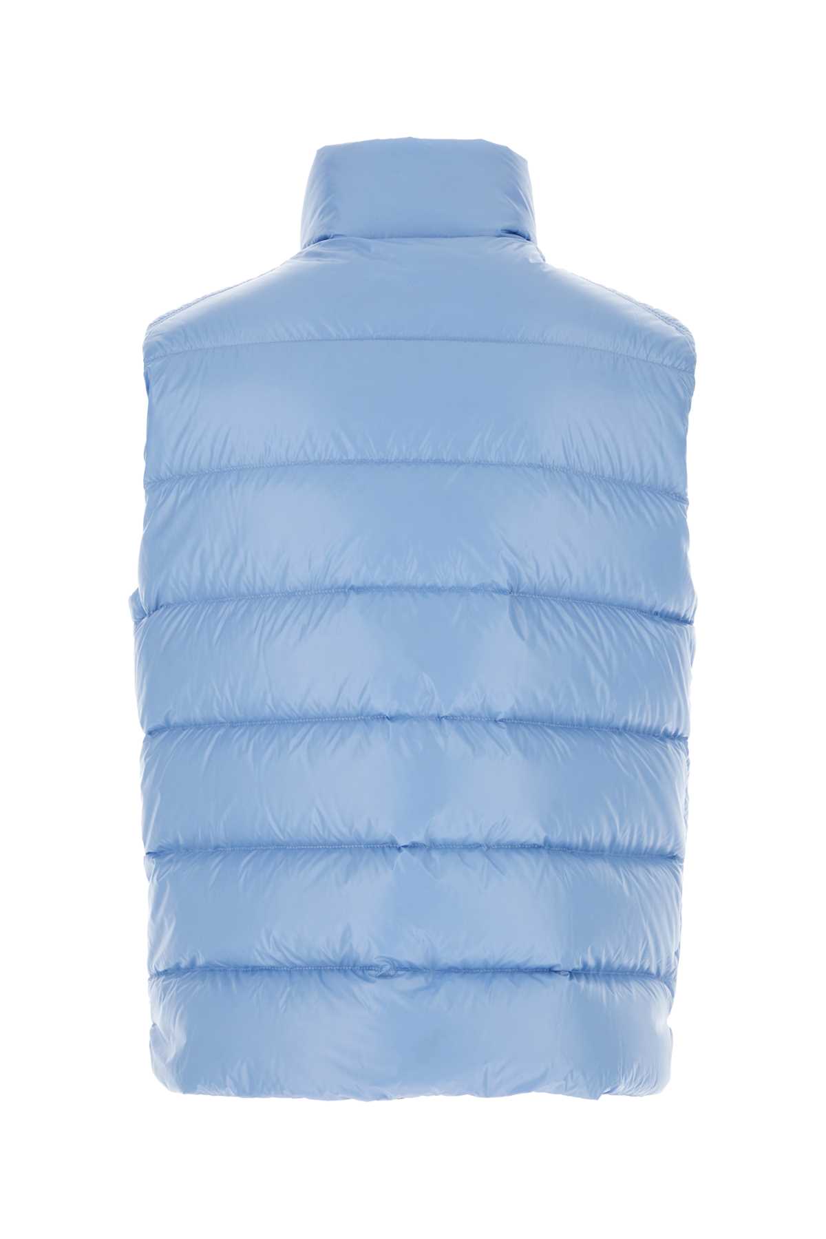 MONCLER LIGHT BLUE NYLON PARKE SLEEVELESS DOWN JACKET