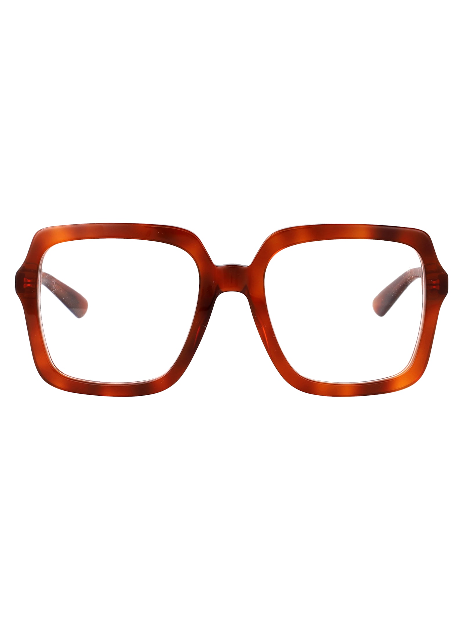 Gucci Havana Havana Transparent Acetate Glasses In Red