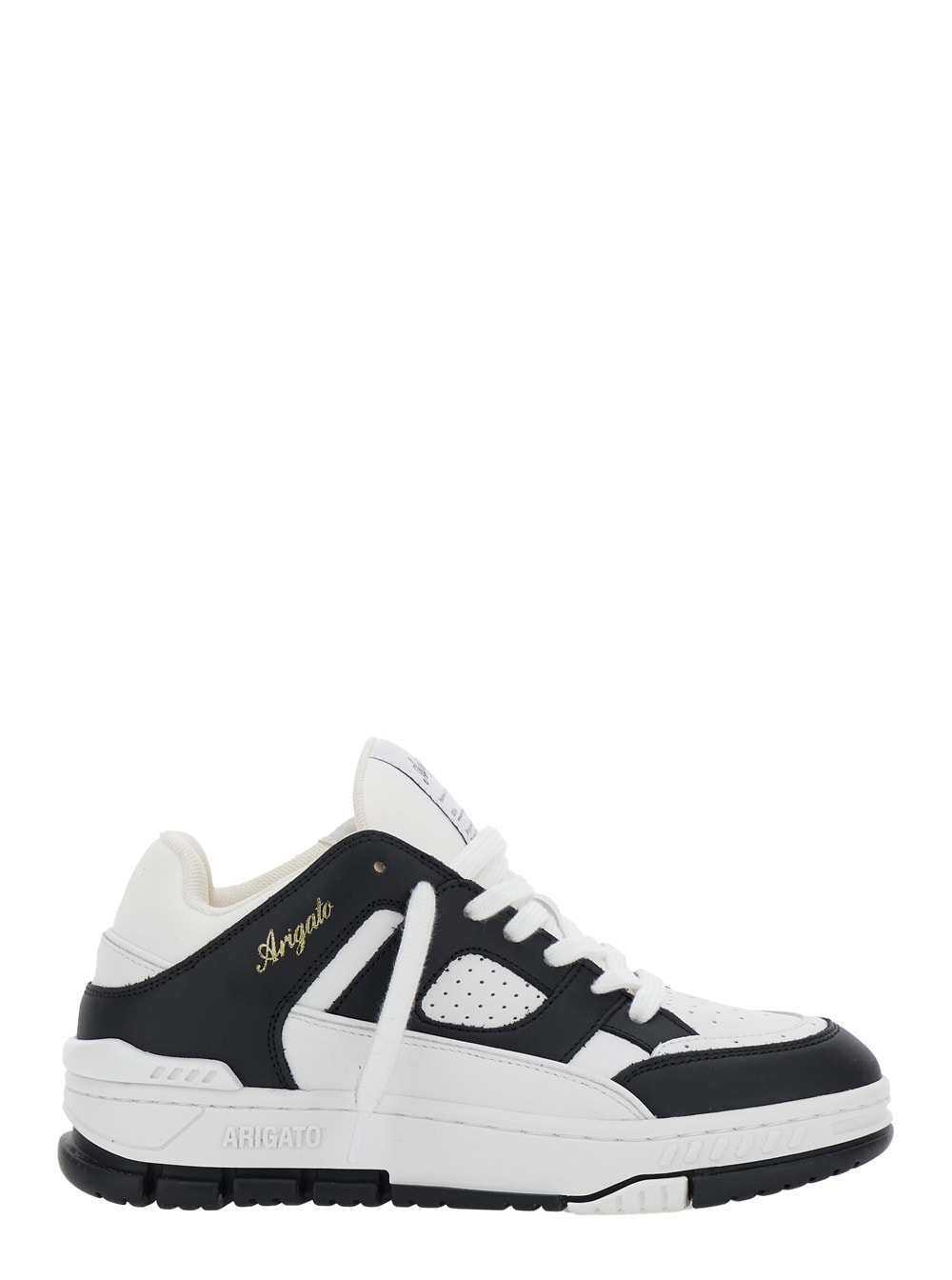 area Lo Black And White Low Top Sneakers With Laminated Leather In Leather Blend Woman