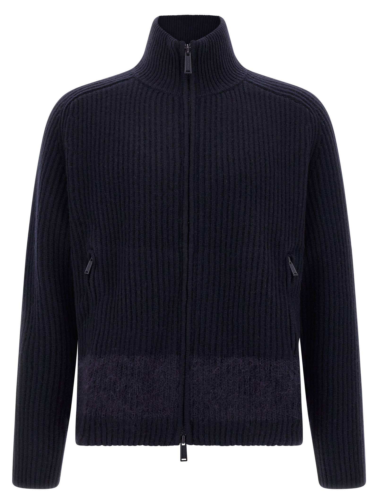 Carded Wool Insert Cardigan