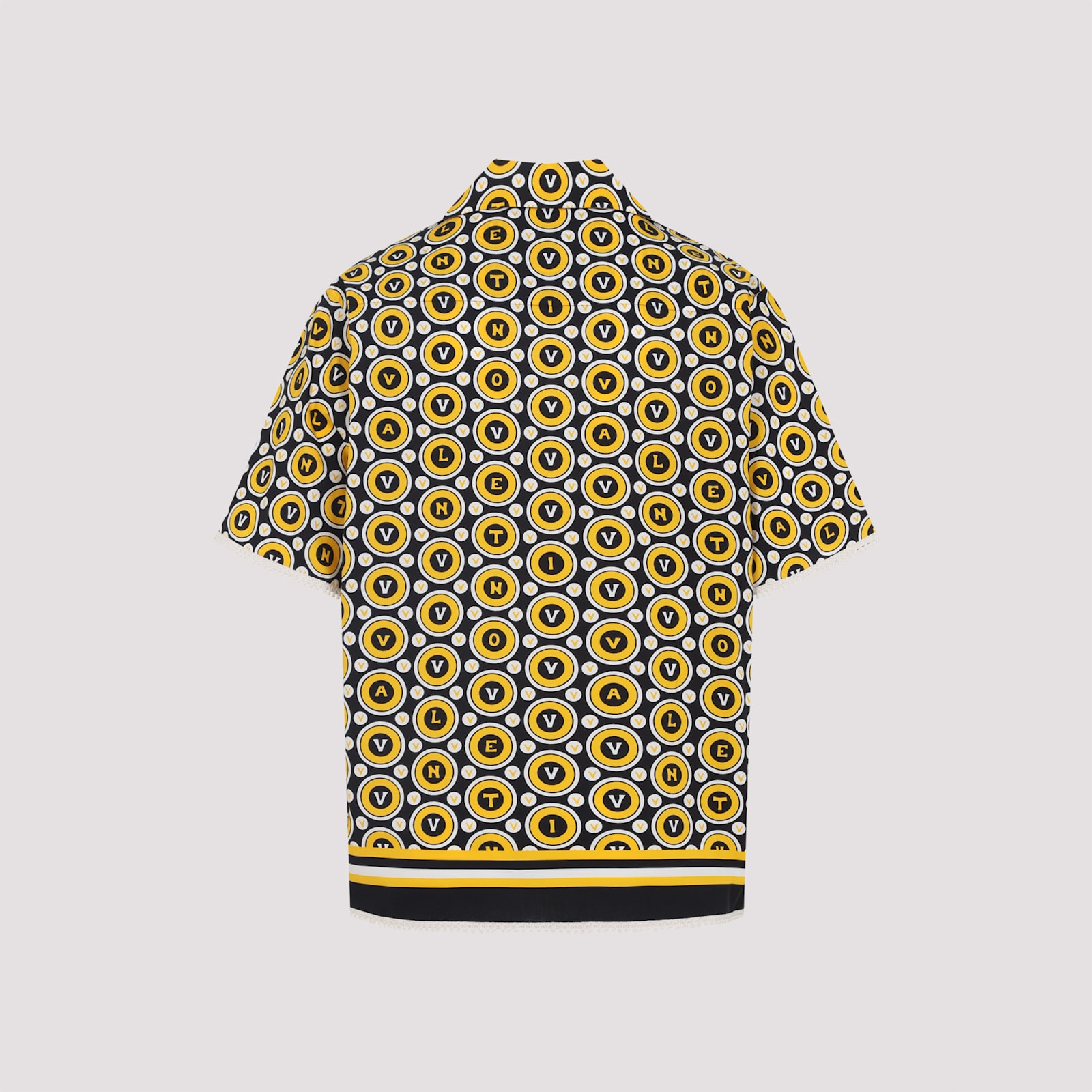 Valentino Bowling Shirt With Bulles Royales Print In Yellow