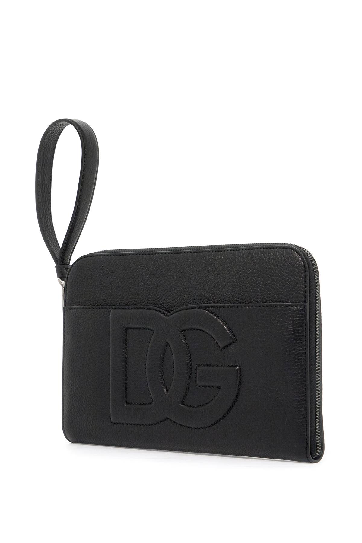 Shop Dolce & Gabbana Embossed Leather Media Pouch In Nero (black)