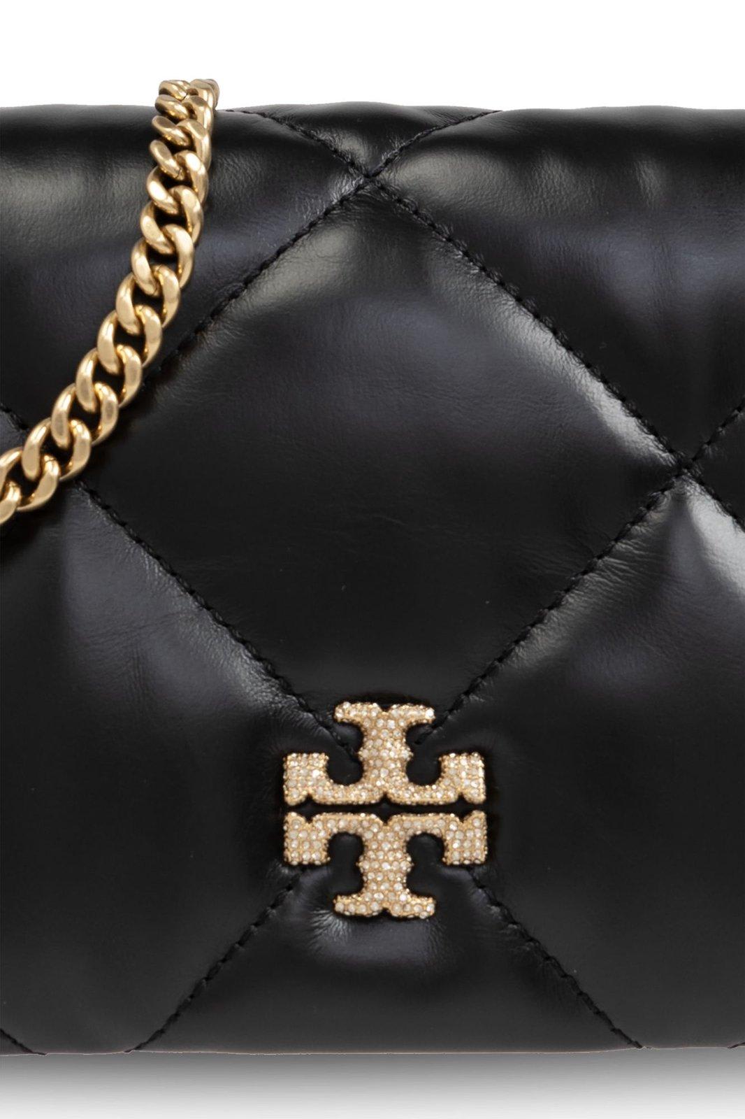 Shop Tory Burch Kira Diamond Quilted Chain Wallet In Nero