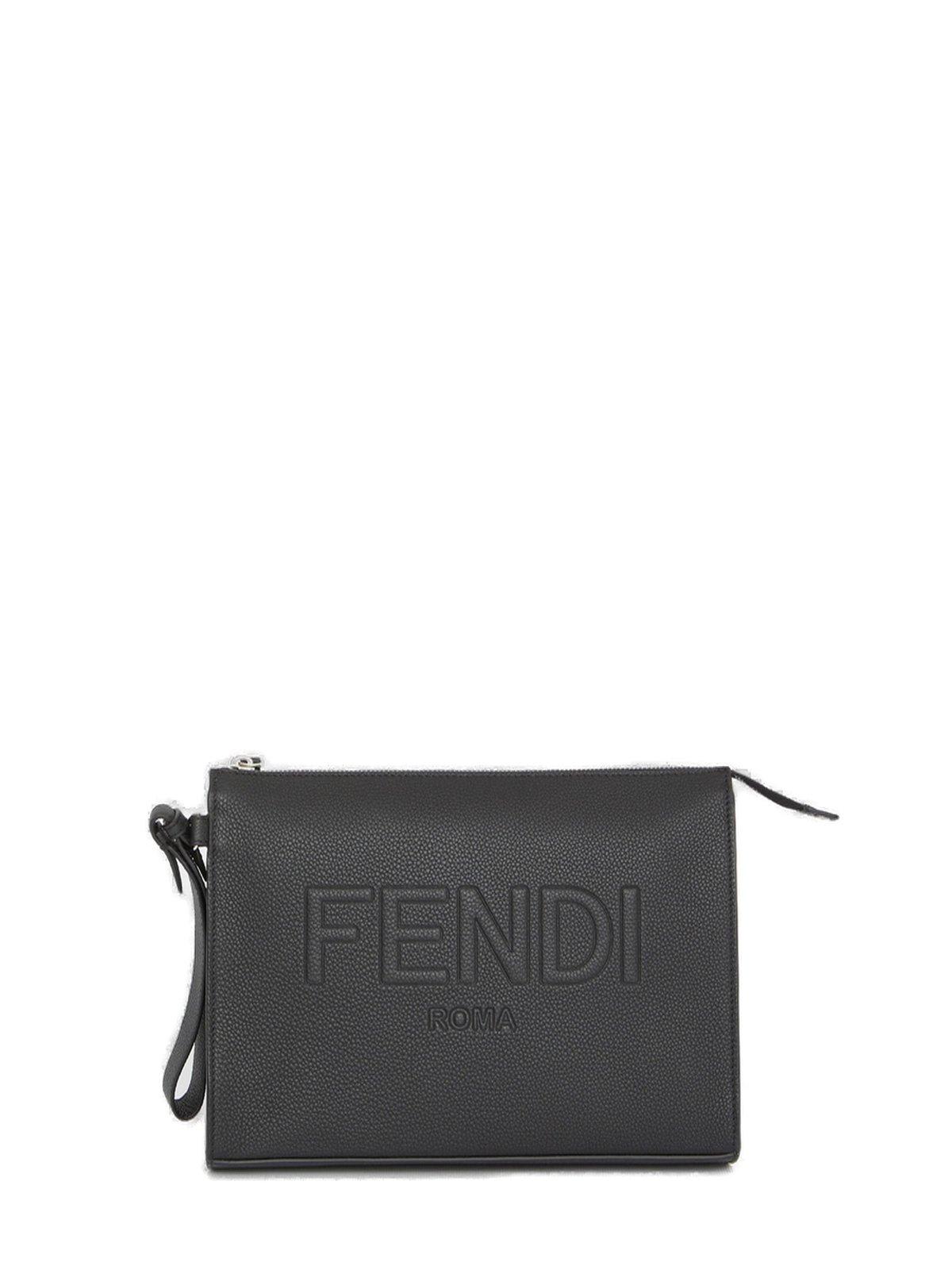 Fendi Logo Embossed Zipped Pouch