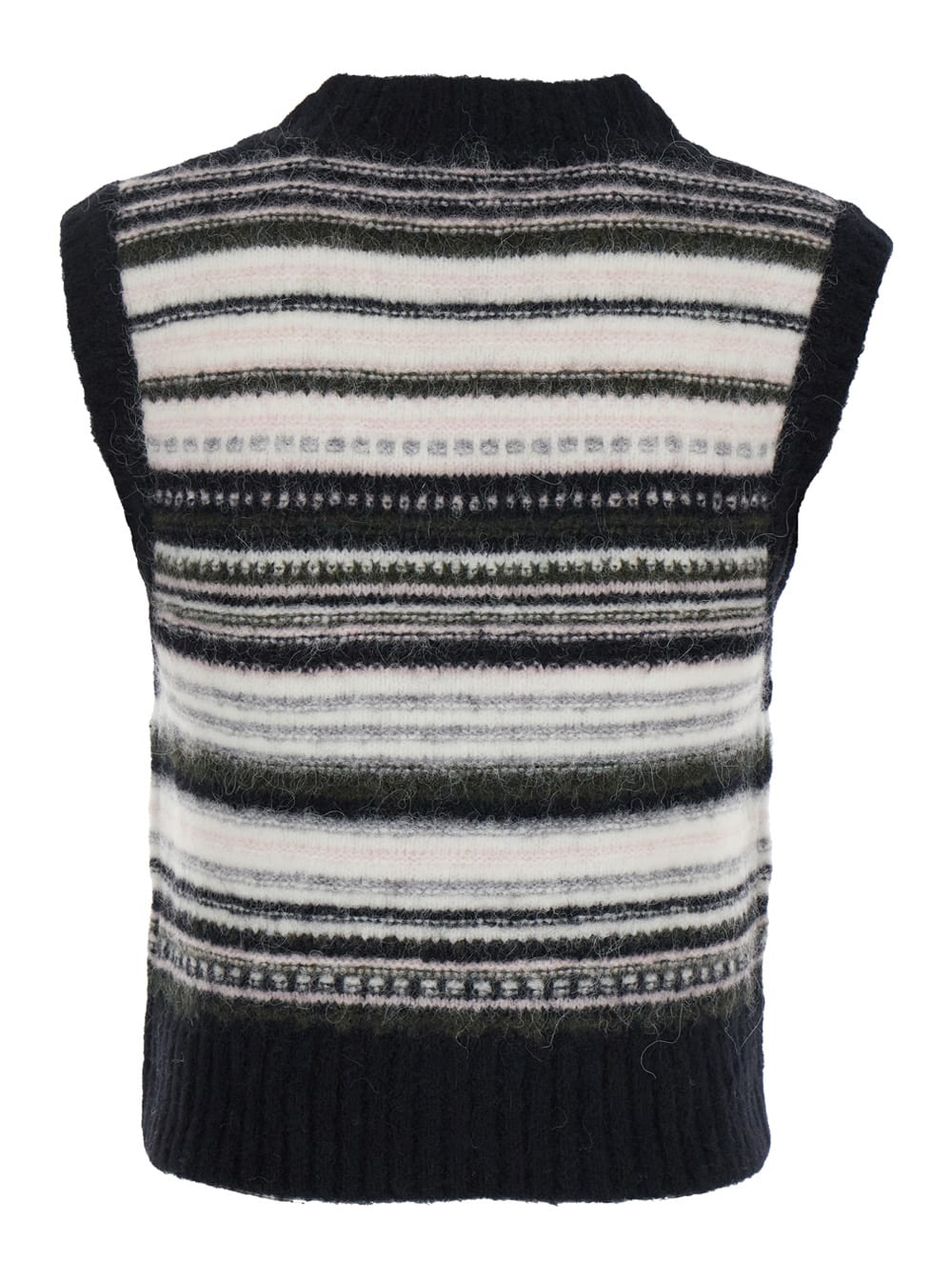 Shop Ganni Soft Wool Stripe Vest In Black