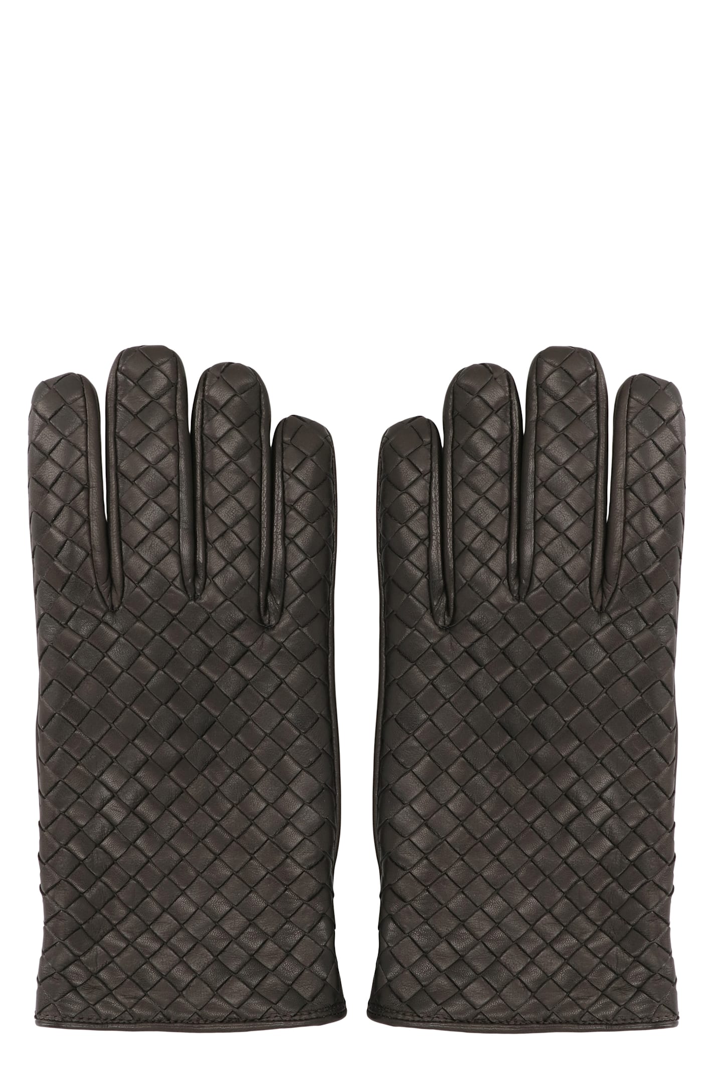 Bottega Veneta Leather Gloves In Brown