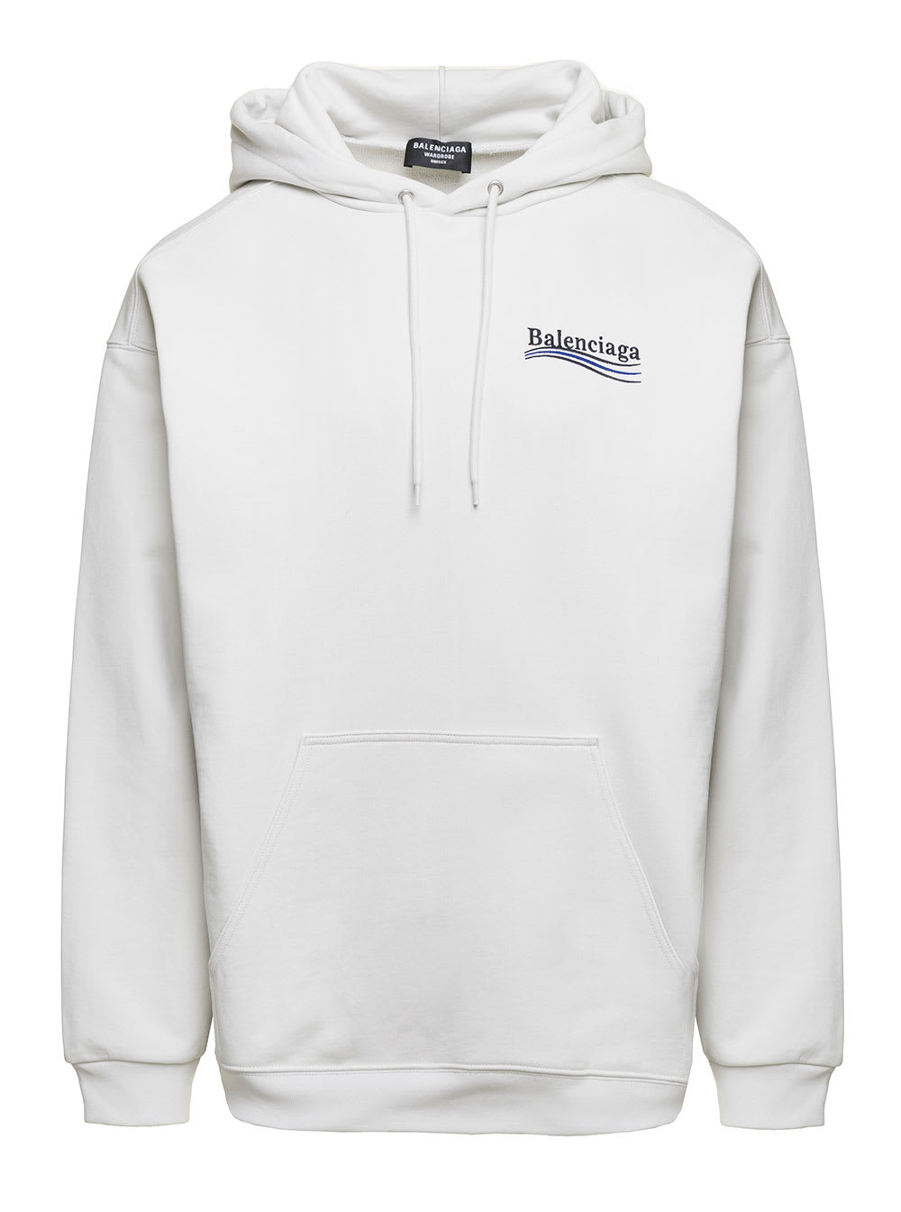 BALENCIAGA WHITE SWEATSHIRT WITH HOOD AND POLITICAL CAMPAIGN PRINT IN COTTON MAN
