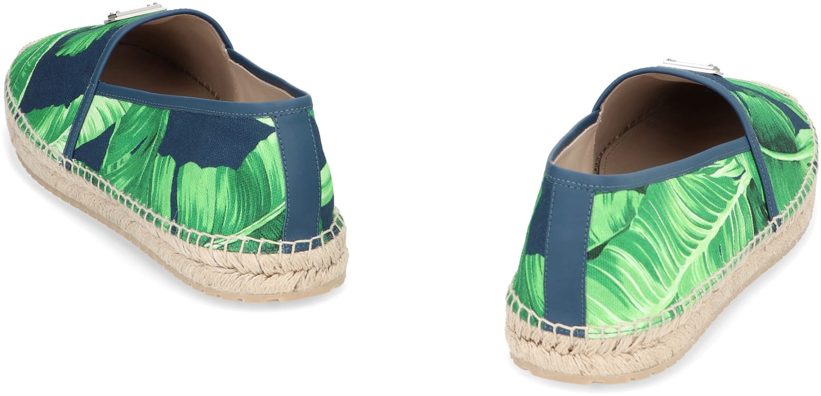 Dolce & Gabbana Blue Canvas Espadrilles For Men With Banano Print In Blue
