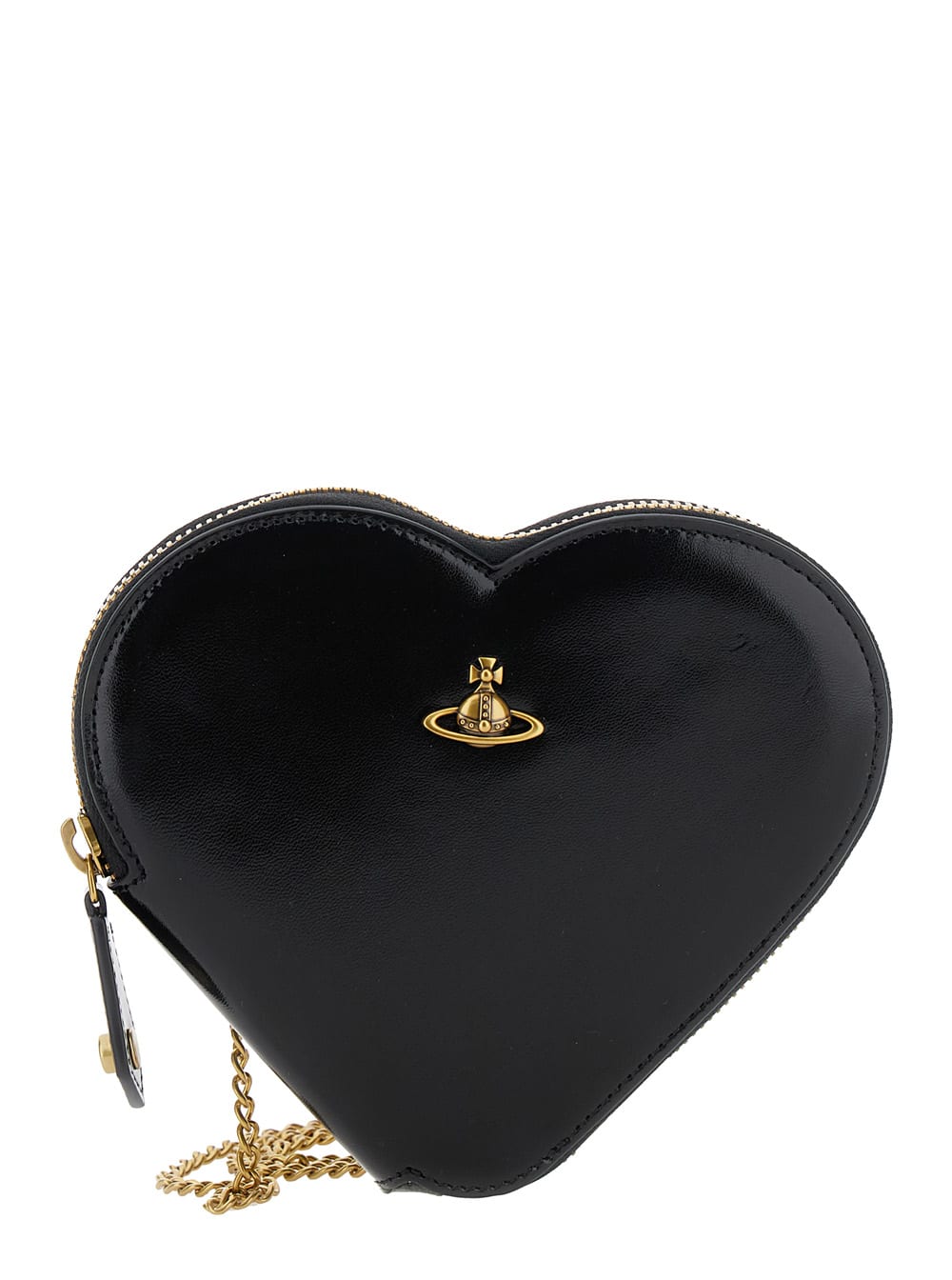 Shop Vivienne Westwood Balck Crossbody Bag With Orb Logo At The Front In Leather Woman In Black