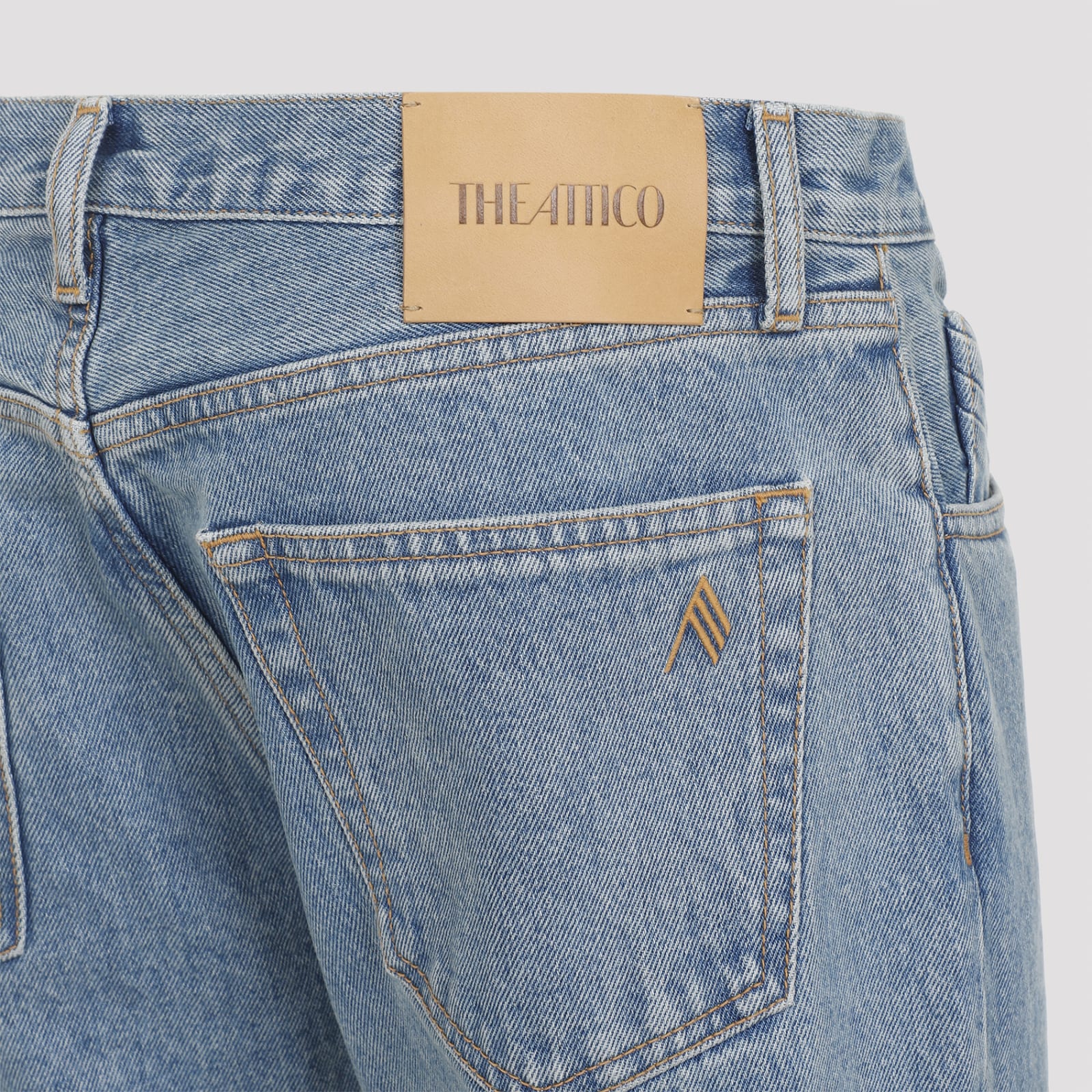 Shop Attico Cotton Jeans In Sky Blue