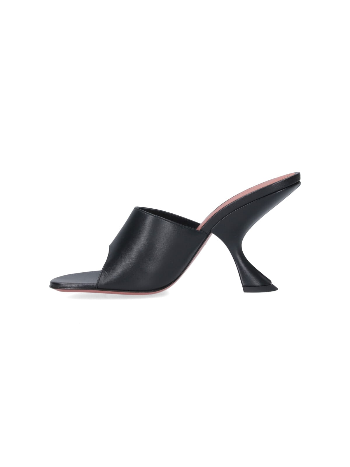 Amina Muaddi 90mm Lupita Sculpted Heel Sandals In Black