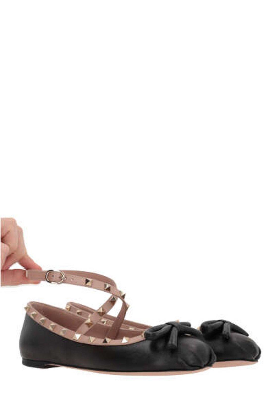 Shop Valentino Garavani Rockstud Slip-on Ballerina Shoes In Black