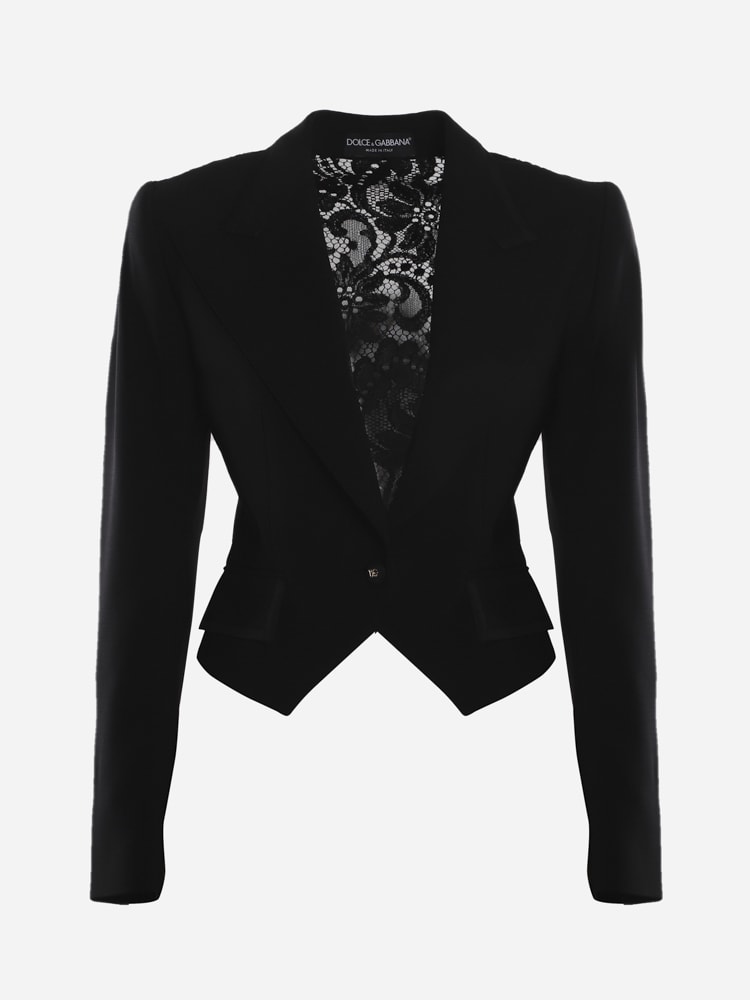 Dolce & Gabbana Wool Jacket With Cordonetto Lace Detail