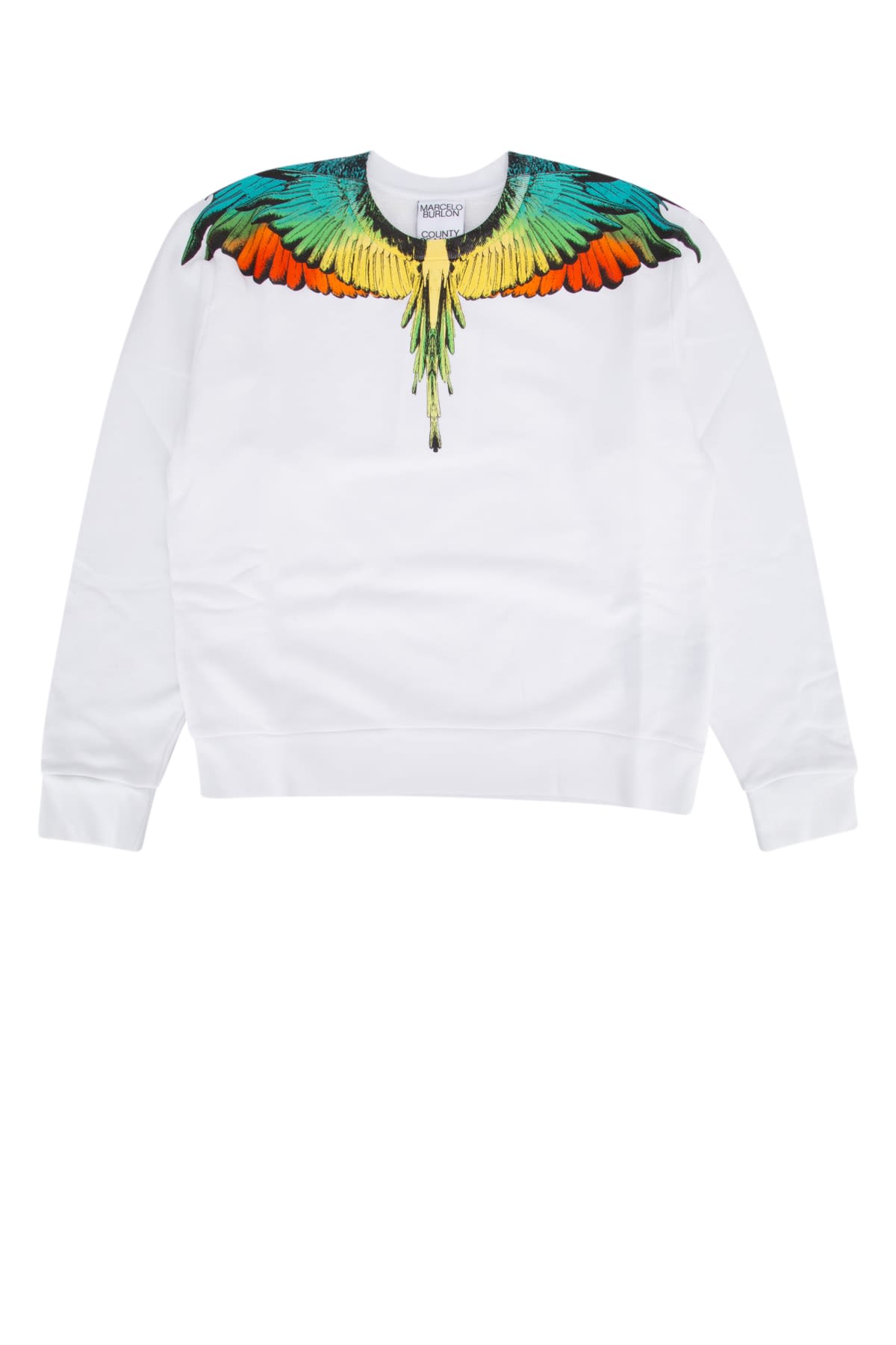 Marcelo Burlon County Of Milan Feathers-print Cotton Sweatshirt In Whitemultic