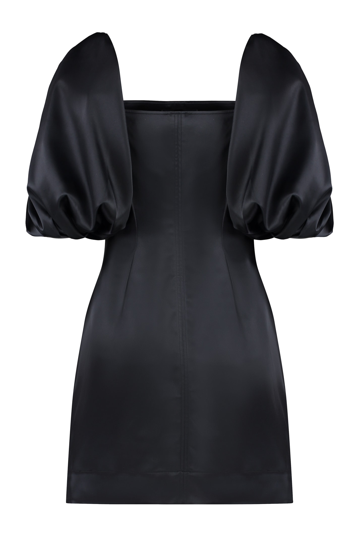 Shop Ganni Satin Dress In Black