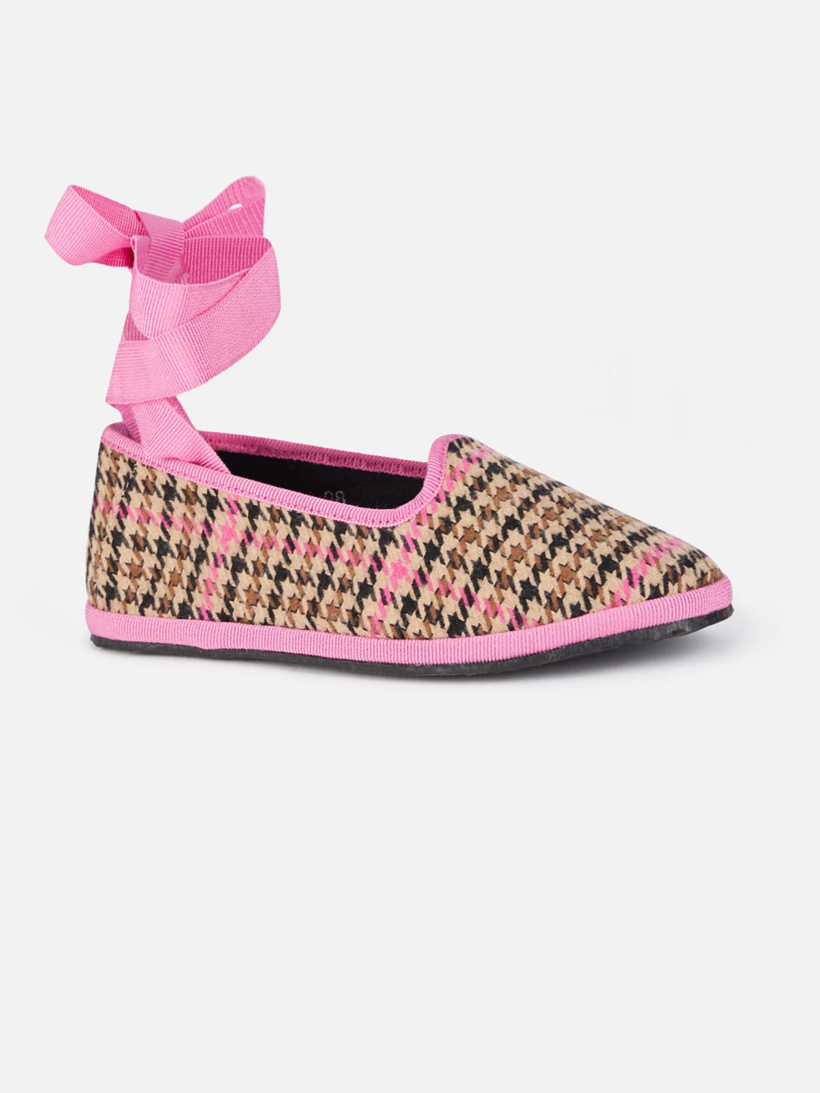 Mc2 Saint Barth Girl Pied De Poule Slipper Loafers My Chalom Special Edition In Brown