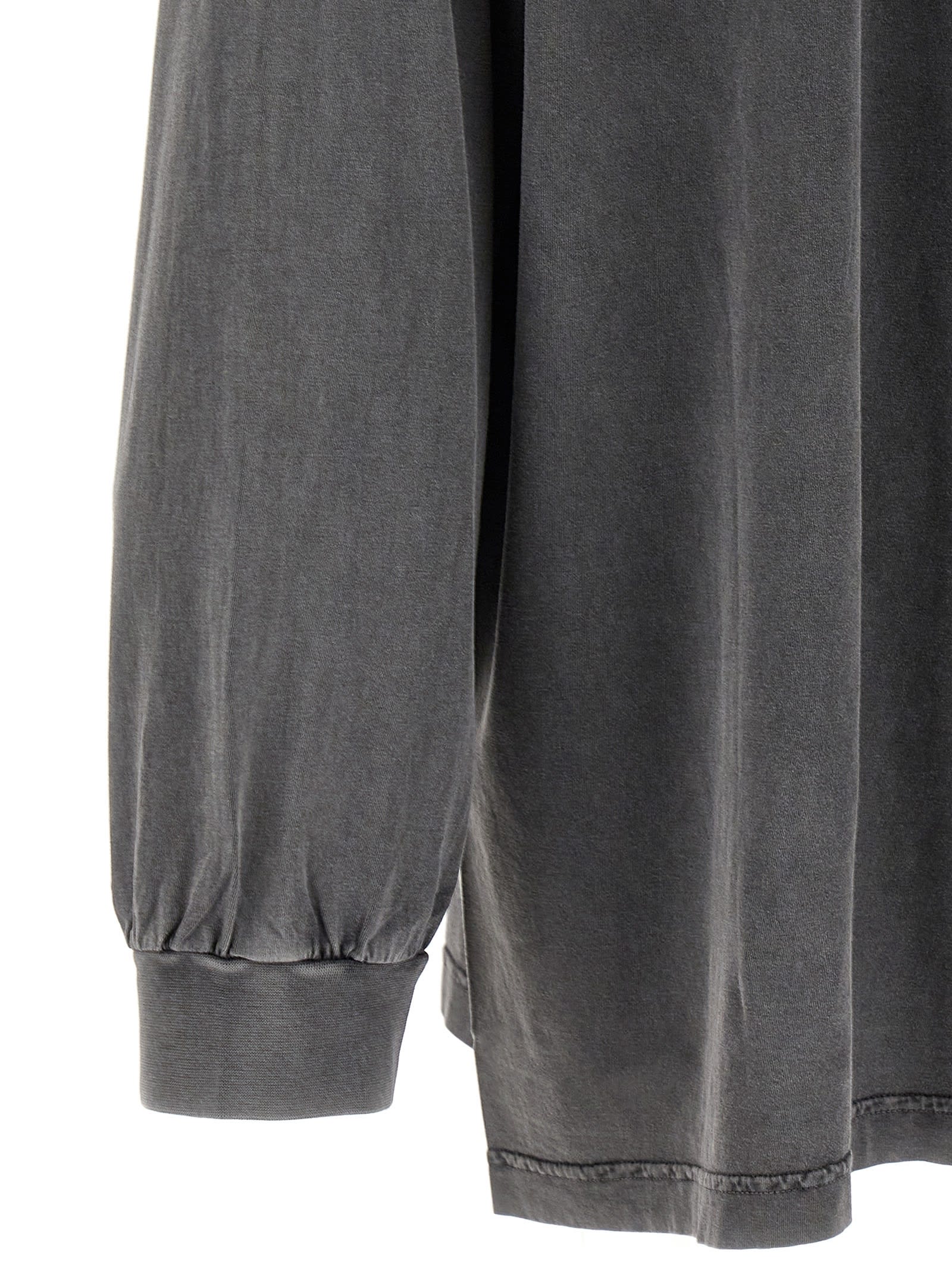 Balenciaga Mens Super Faded Wash Blk Graphic-print Oversized Cotton T-shirt Xs In Gray