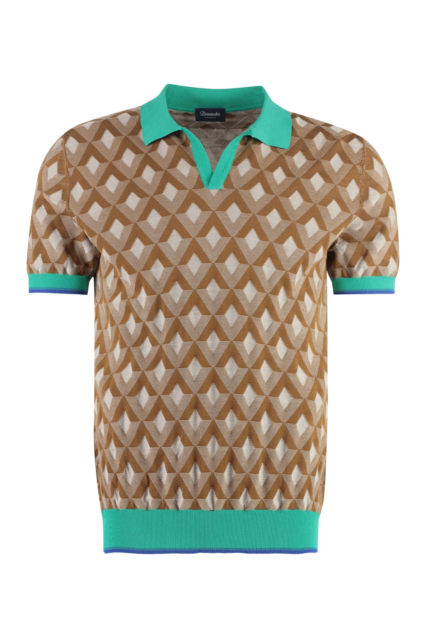 Shop Drumohr Cotton Polo Shirt In Brown
