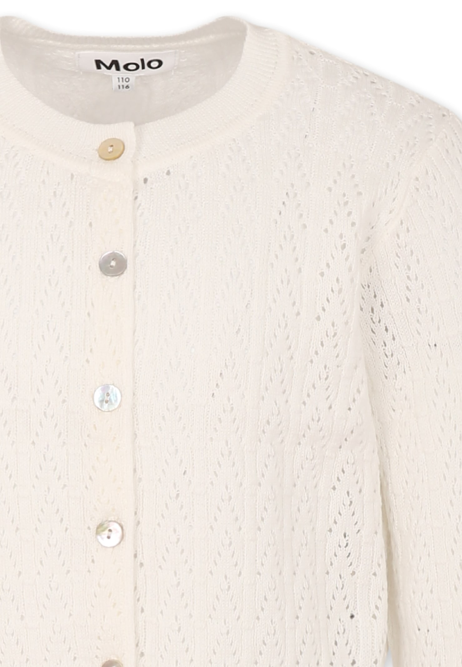 Molo White Cardigan For Girl In White