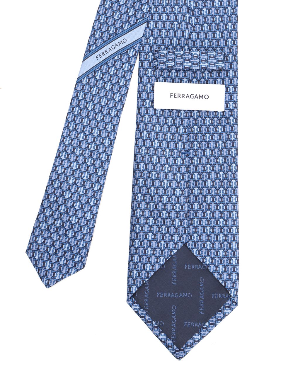 Ferragamo Monogram Jacquard Tie In Blue