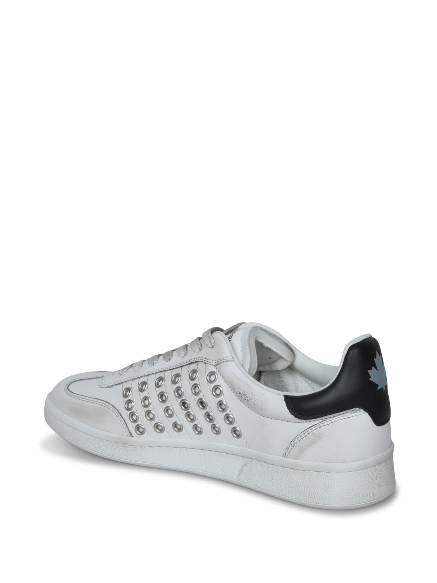 Dsquared2 Black And White Studded Sneakers In White