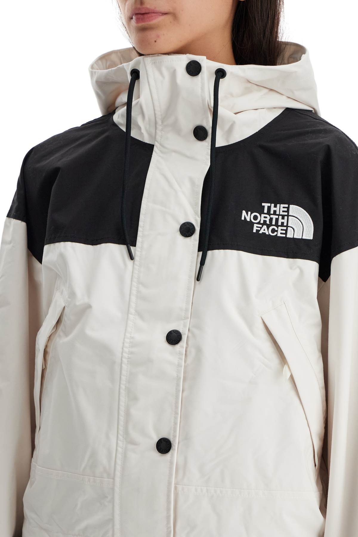 Shop The North Face Reign On Windbreaker Jacket In White Dune/tnf Black (white)