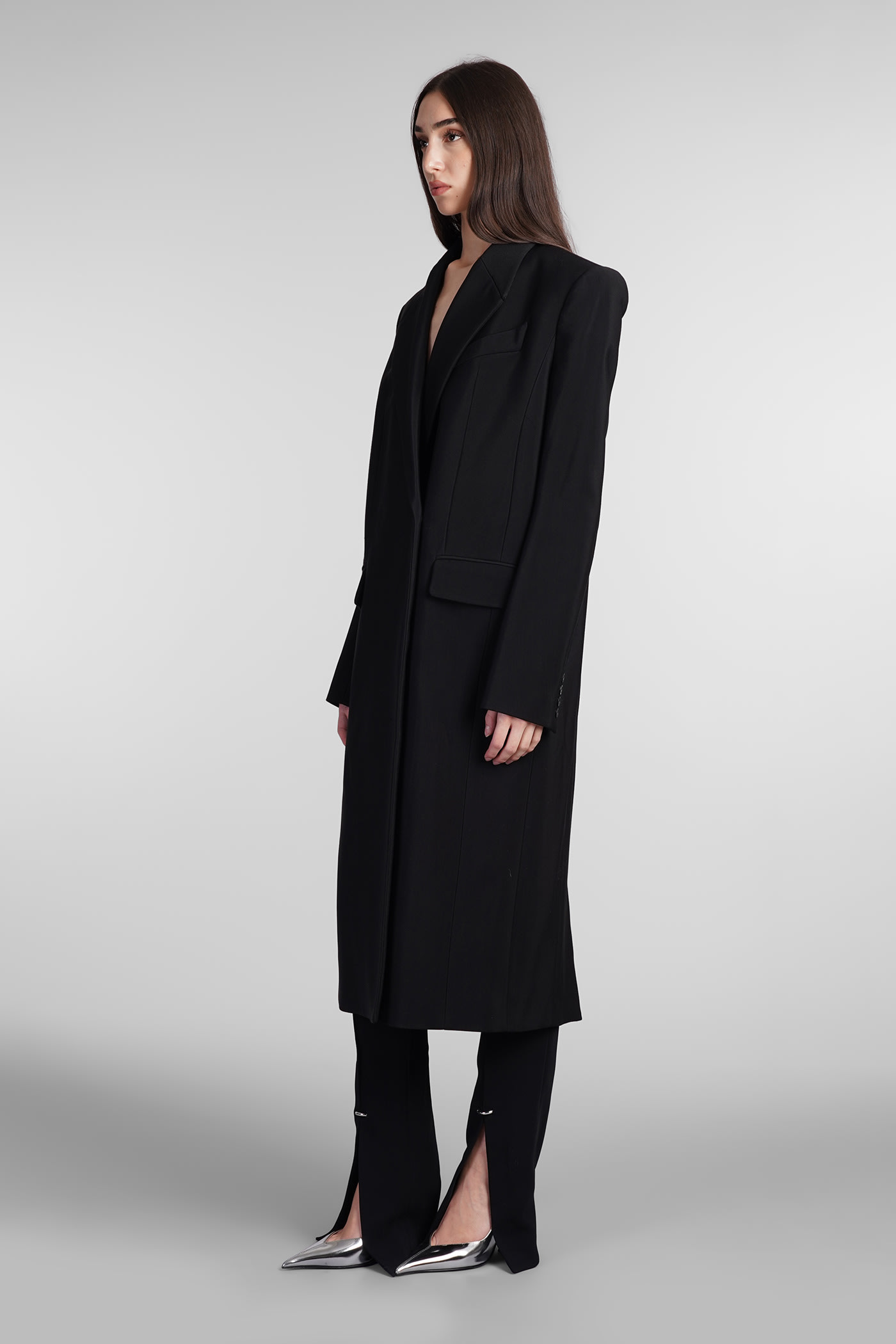 Shop Mugler Coat In Black Viscose