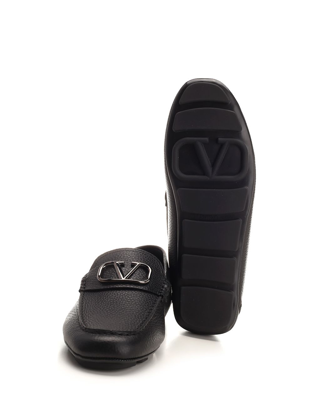 Shop Valentino Vlogo Signature Driver Loafer In Black