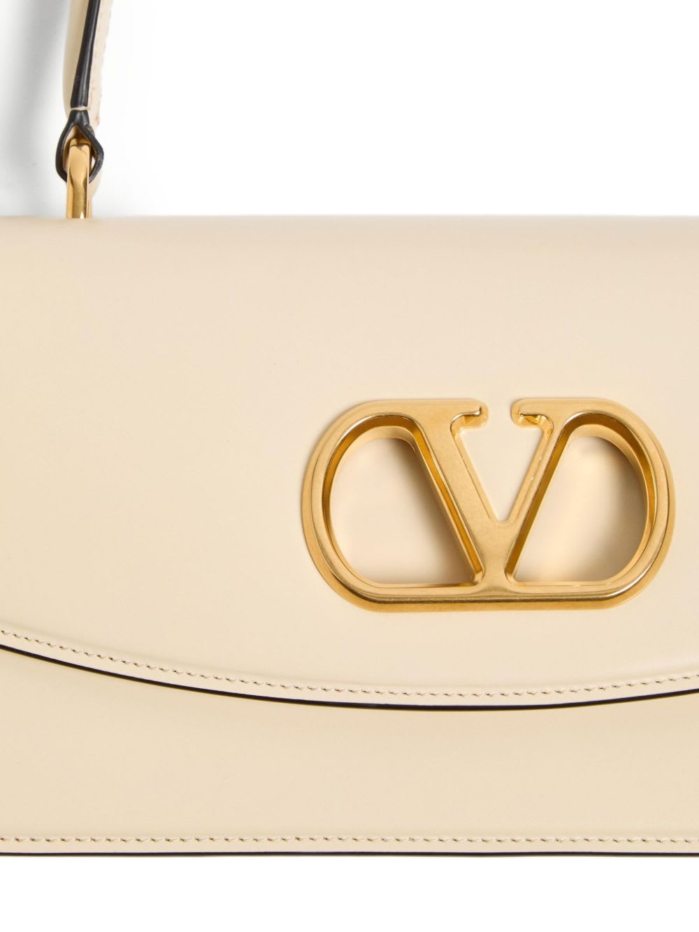 Valentino Vain Leather Top Handle Bag In Neutral