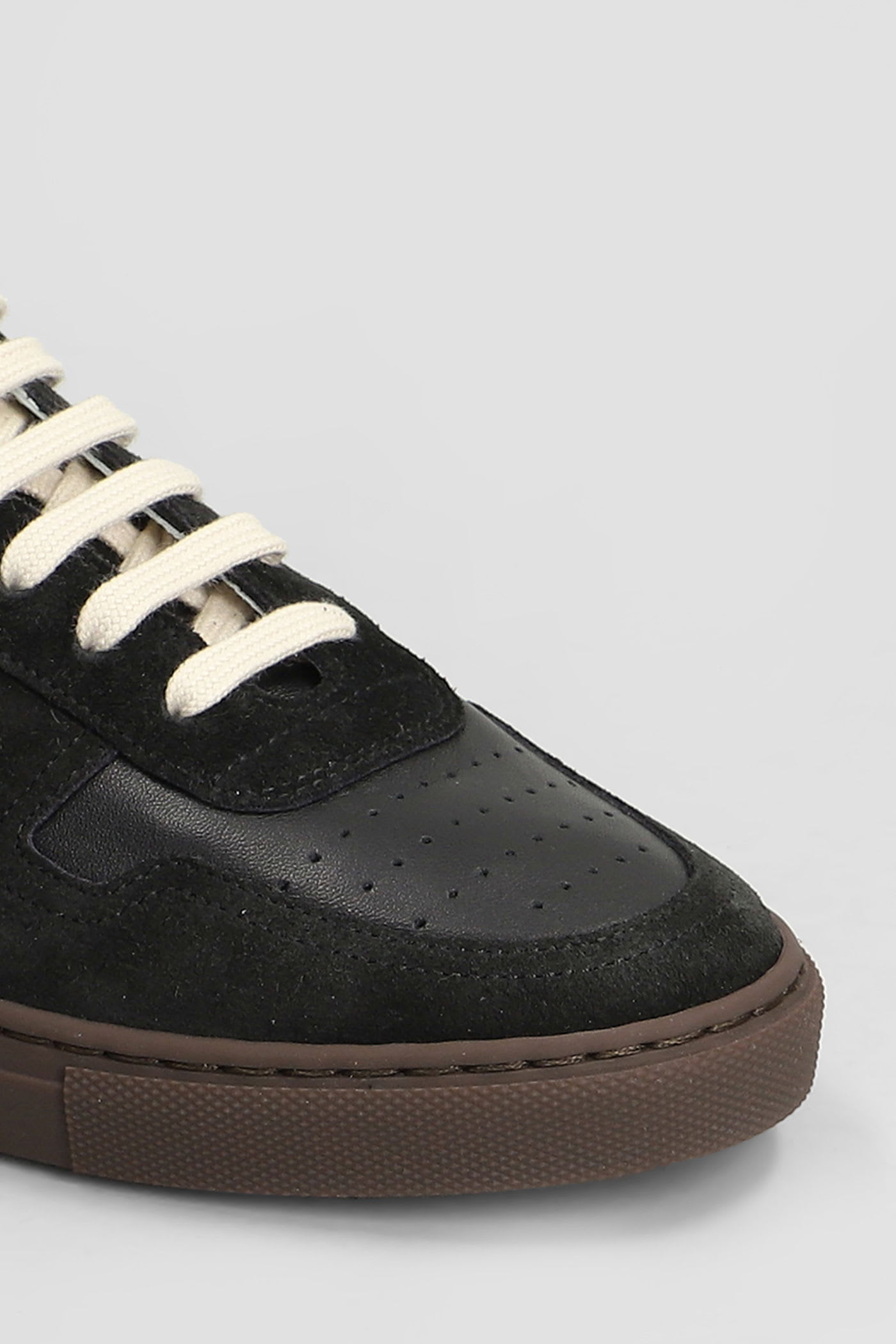 Common Projects Bball Slim Sneakers In Black Suede And Leather In Black