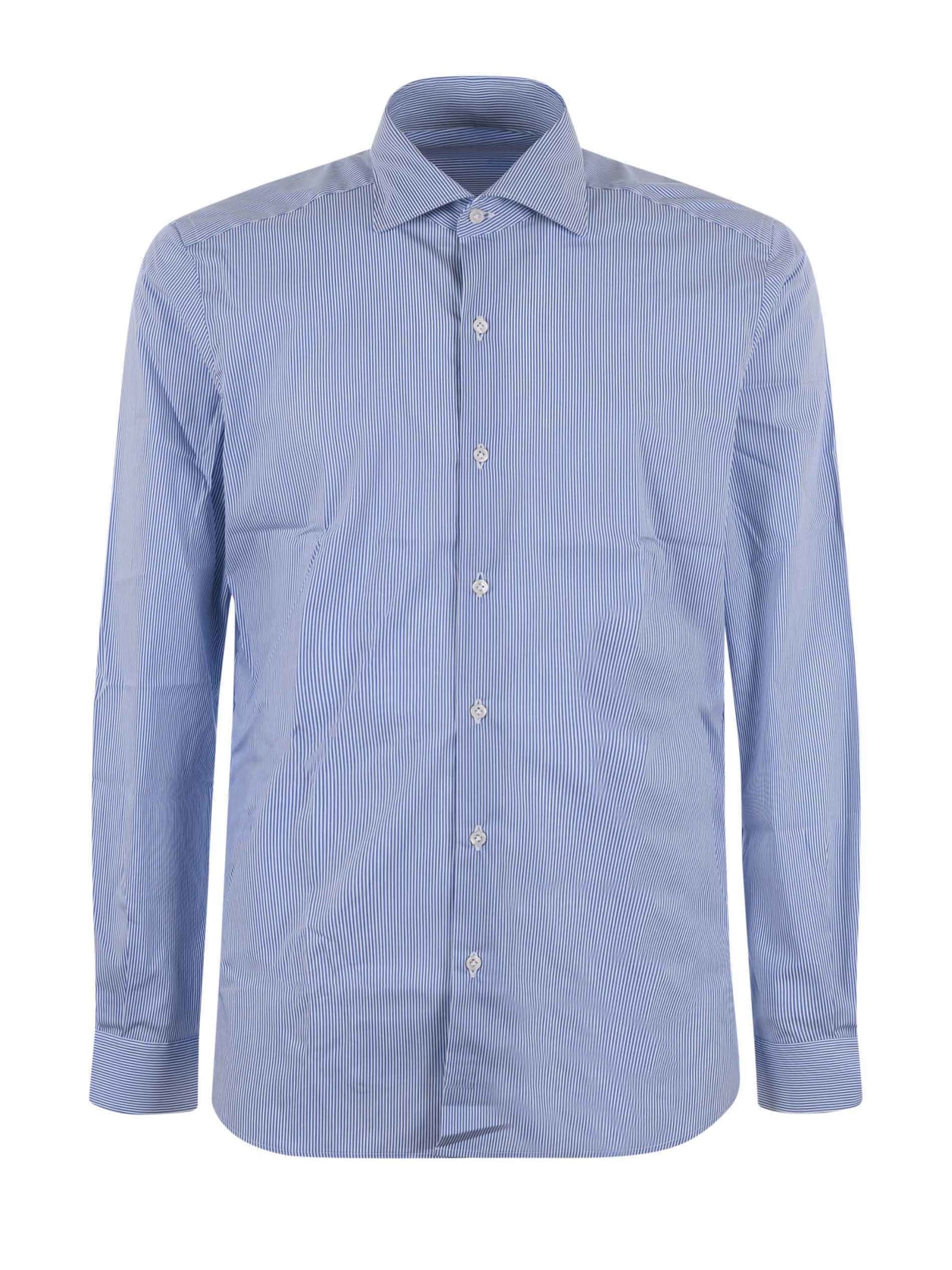 Shop Fay Shirt In Bianco/azzurro