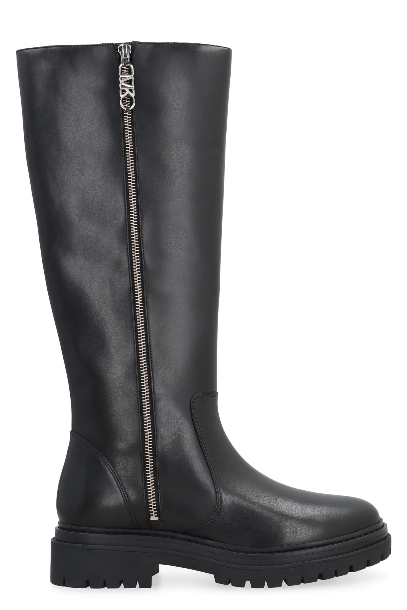 Shop Michael Michael Kors Regan Leather Boots In Black