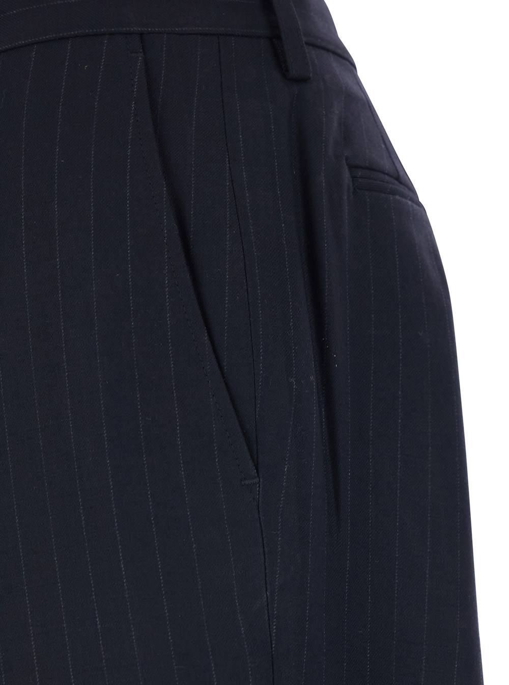 Tonywack Blue Pants With Flared Leg And Pinstripe Motif In Wool Blend Man In Blue