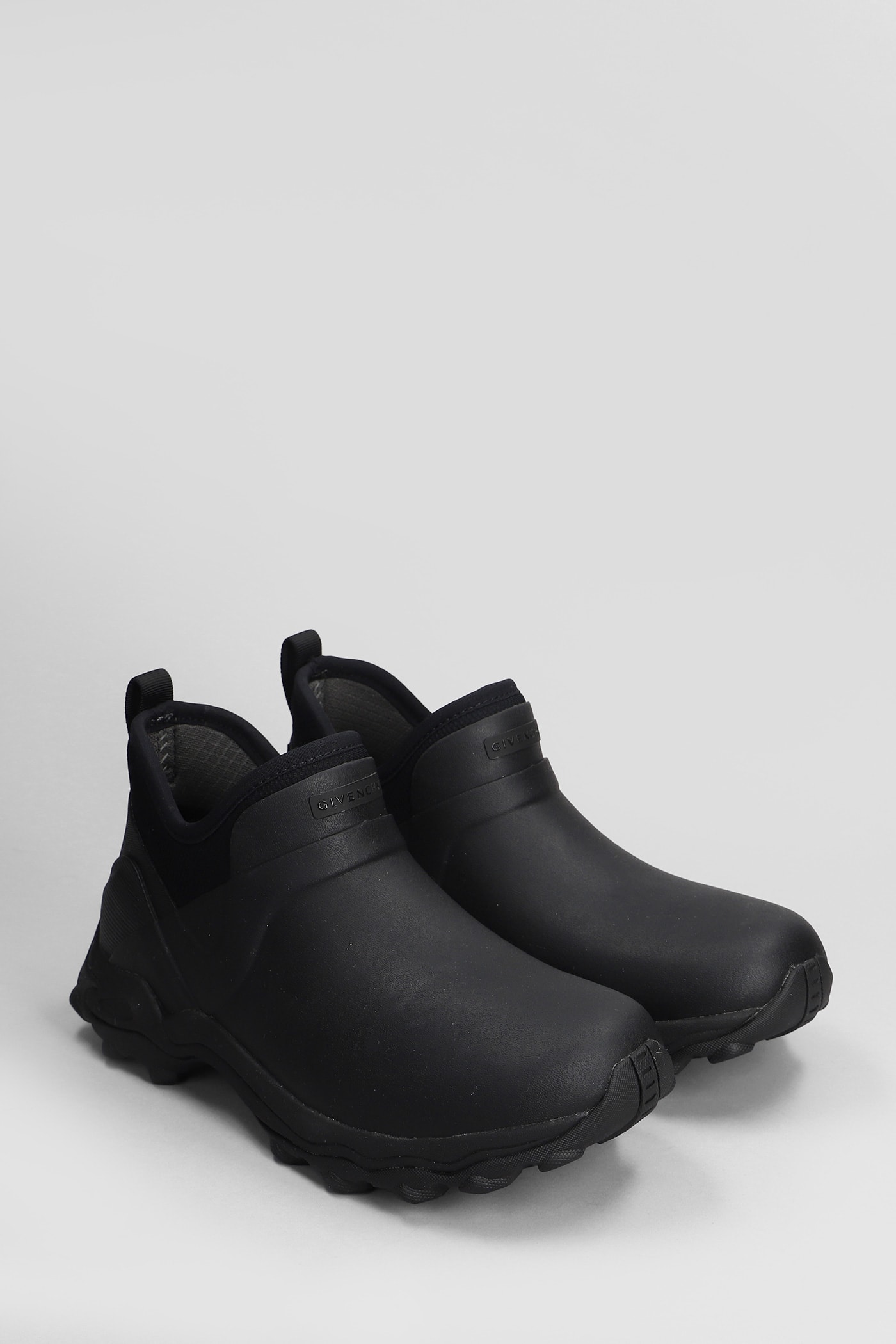 Shop Givenchy Bogs Low Chelsea Combat Boots In Black Rubber/plasic