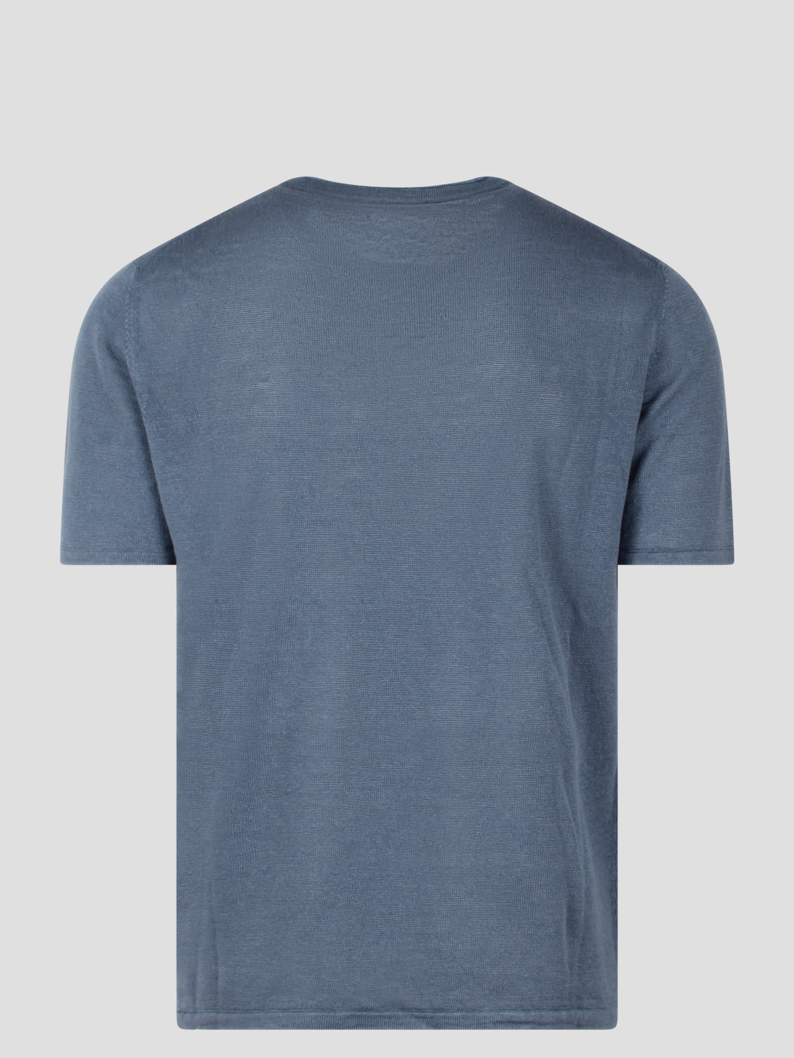 Shop Roberto Collina Linen Knit Short Sleeve T-shirt In Blue