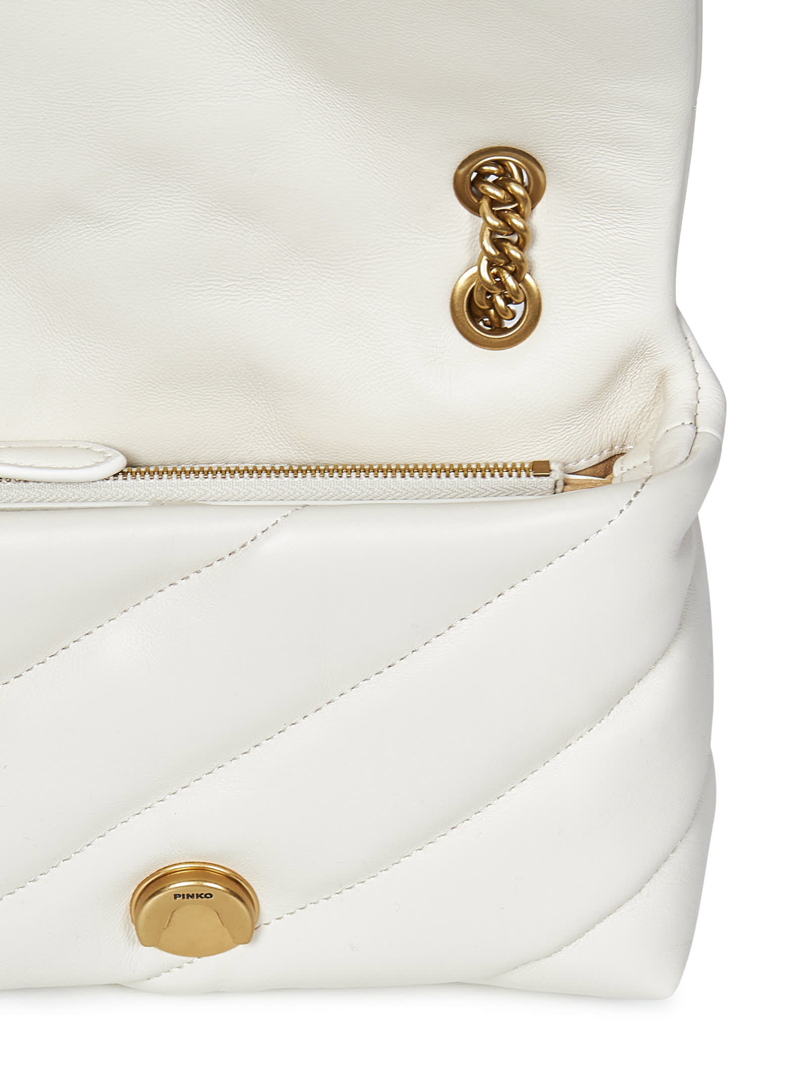 Shop Pinko Mini Love Bag Puff Maxi Quilt Shoulder Bag In White