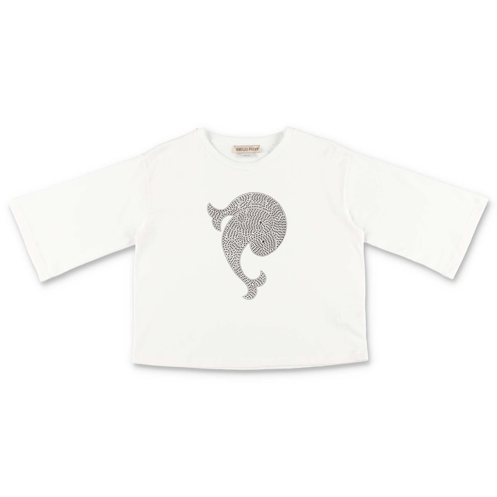 Emilio Pucci Kids'  T-shirt Bianca In Jersey Di Cotone In White