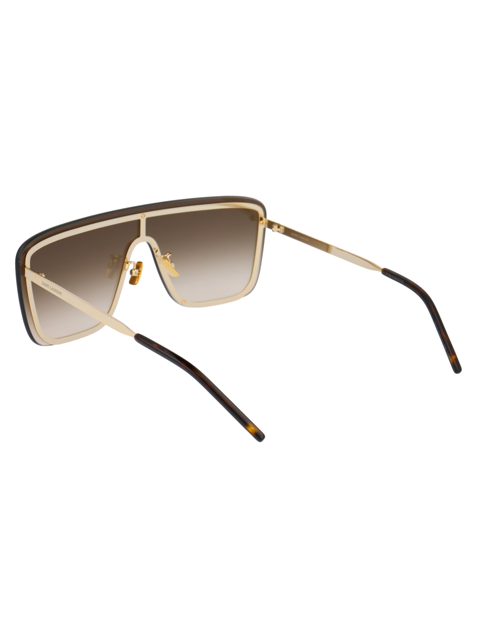 Saint Laurent Silver Silver Green Metal Sunglasses In Brown