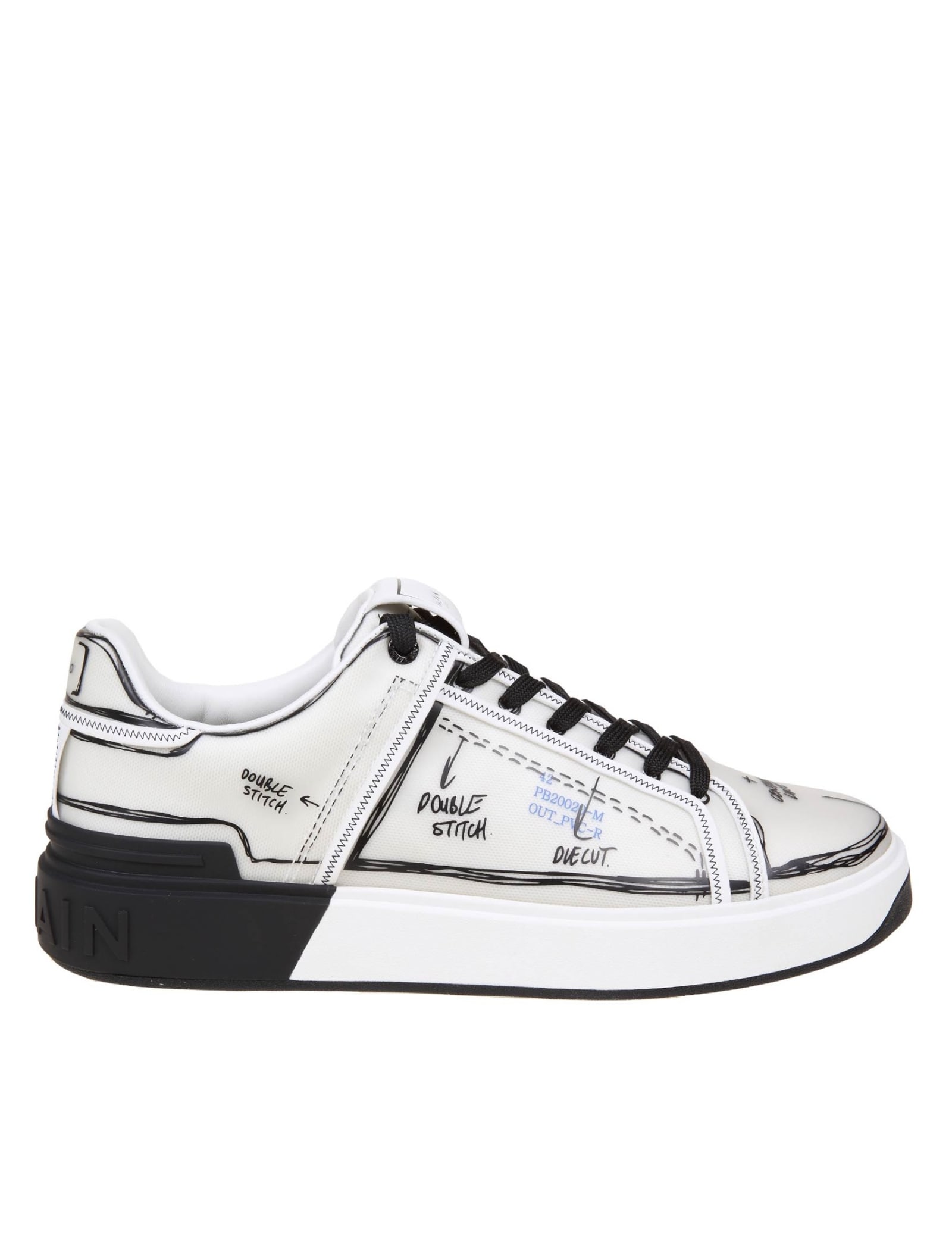 BALMAIN B-COURT SNEAKERS IN LEATHER WITH MONOGRAM,11796533