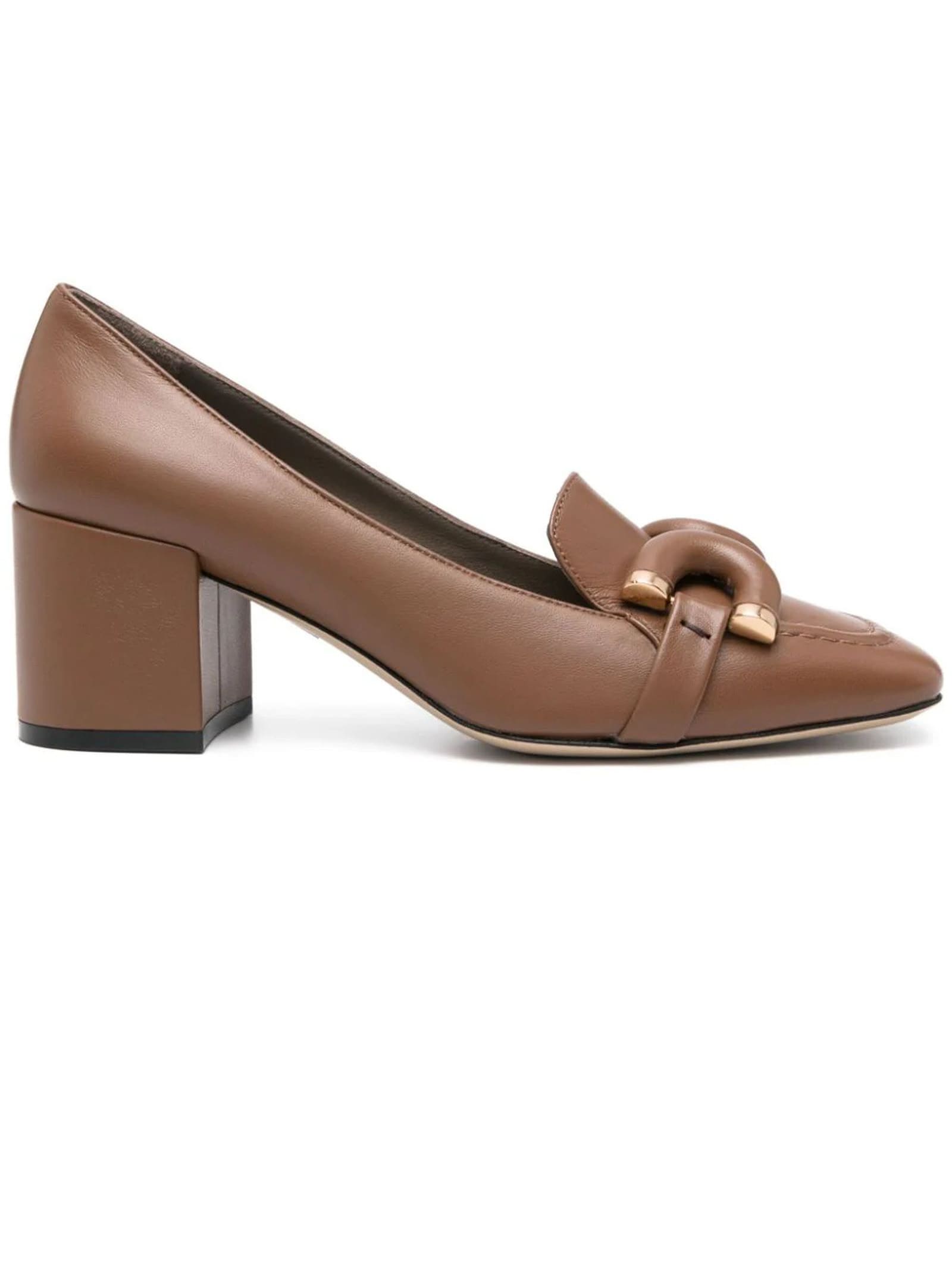 Shop Roberto Festa Chocolate Brown Calf Leather Haraby Pumps