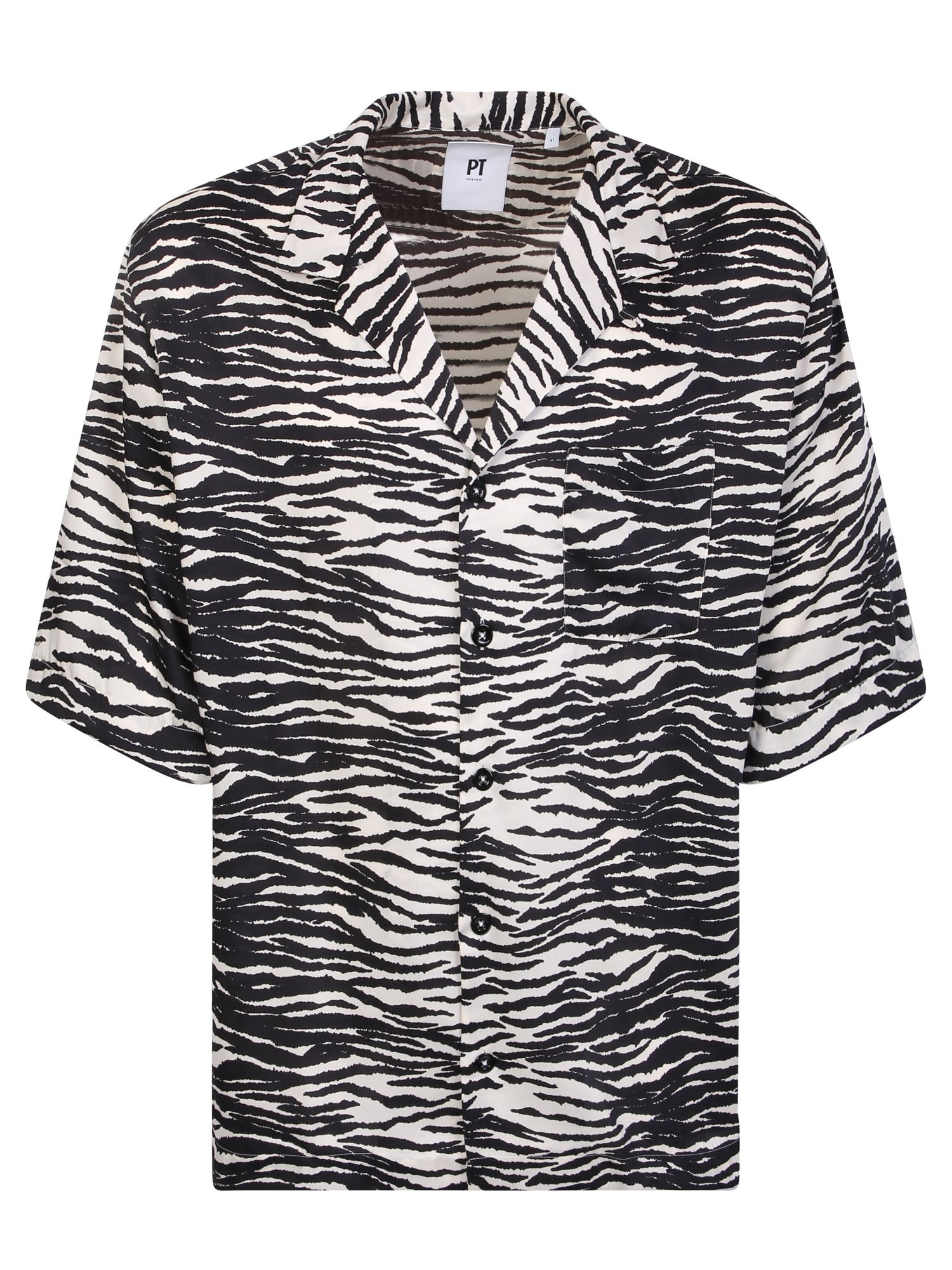 Shop Pt01 Zebra Print Shirt In Black
