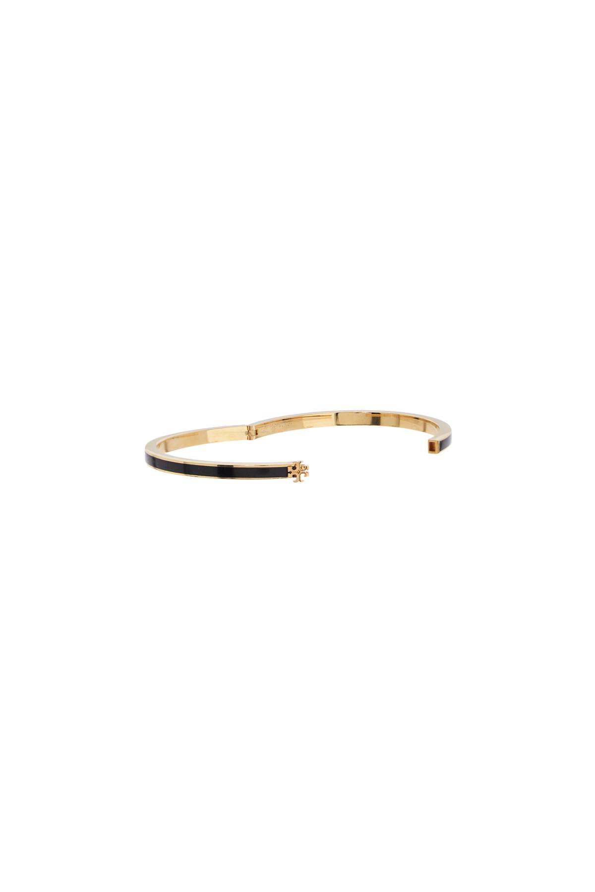 Tory Burch Thin Kira Bracelet In Tory Gold / Black (black)