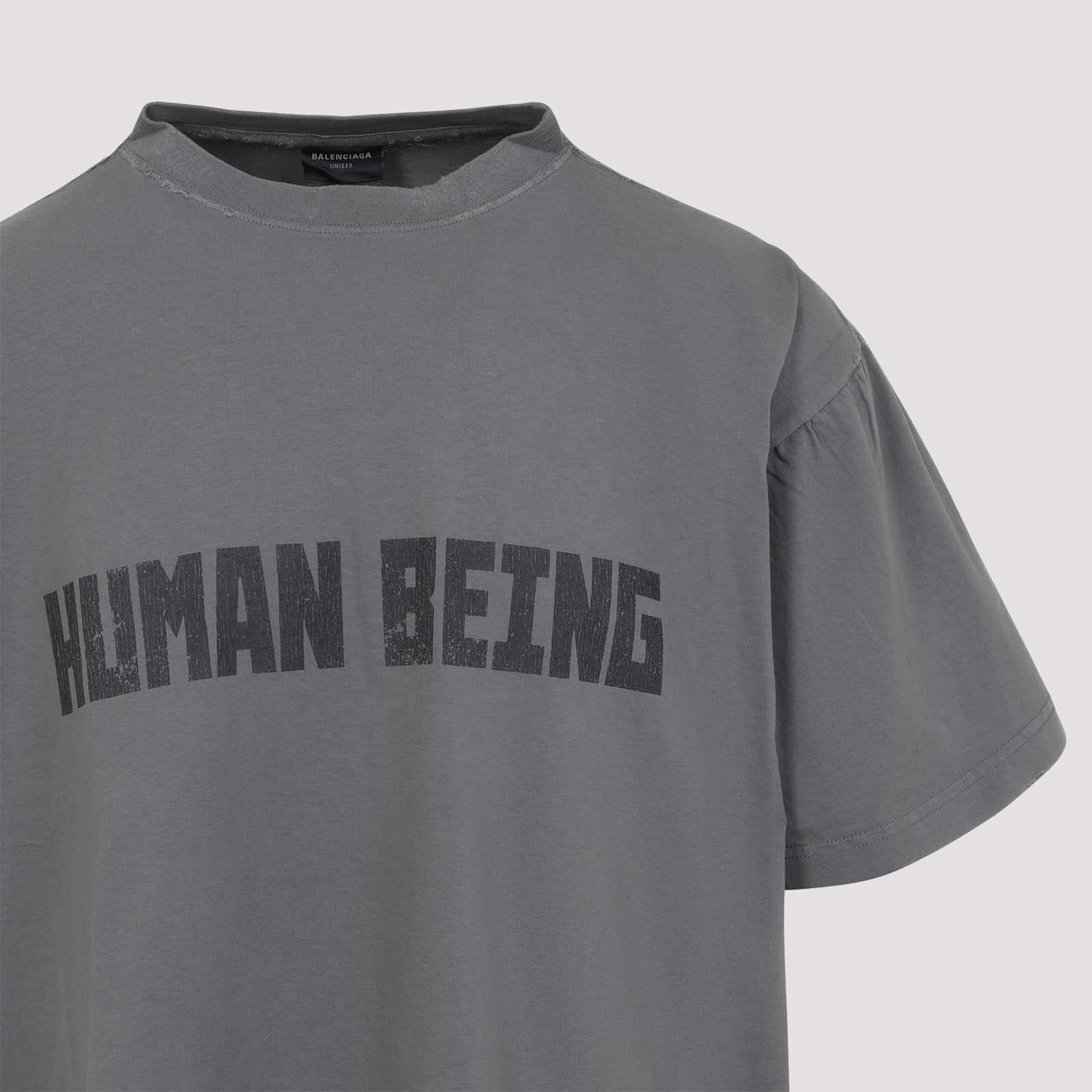 Balenciaga Graphic Text Grey T-shirt With Relaxed Fit
