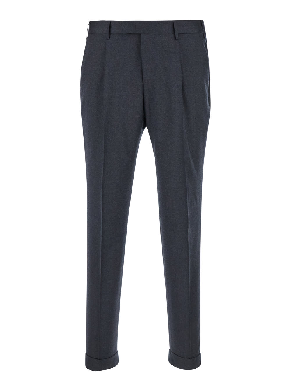 Shop Pt Torino Grey Slim Pants With Concealed Closure In Fabric Man