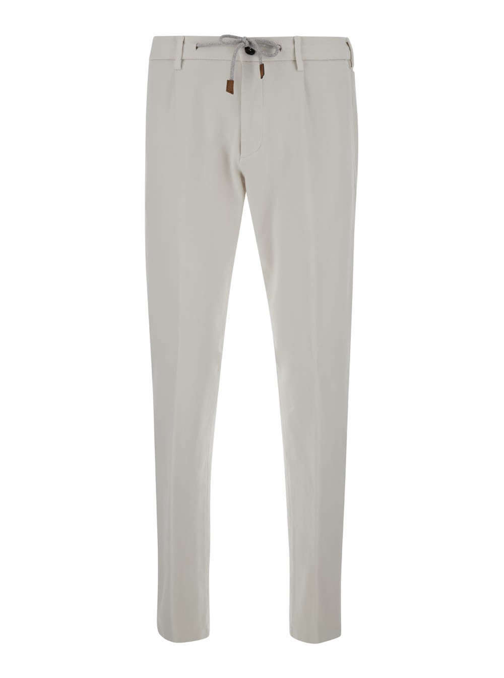 White Jogger Pants With Drawstring In Stretch Cotton Man