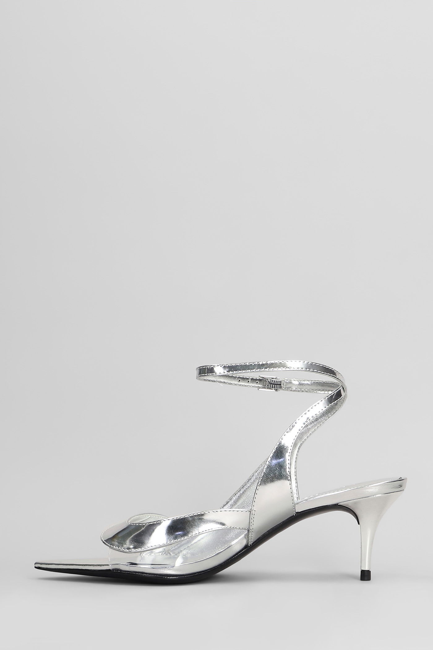 Shop Schutz Ruber Mid Sandals In Silver Leather